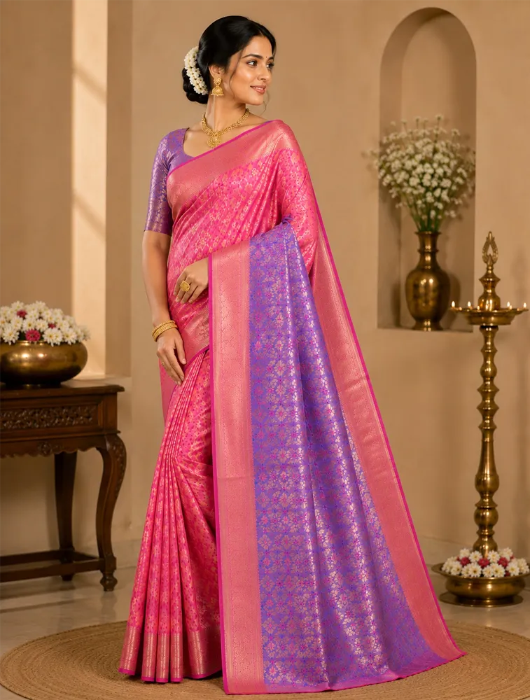 Coral Pink Womens Printed Luxury Acrolic Soft Silk