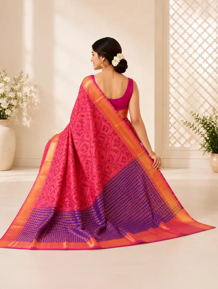 Coral Pink Womens Printed Luxury Acrolic Soft Silk
