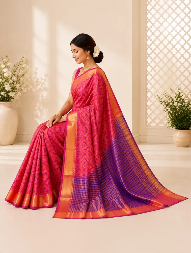 Coral Pink Womens Printed Luxury Acrolic Soft Silk — bulk from ₹1125