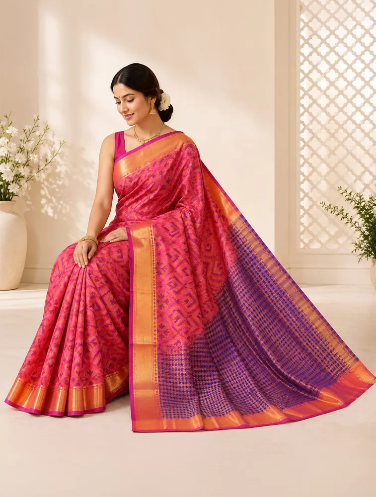 Coral Pink Womens Printed Luxury Acrolic Soft Silk