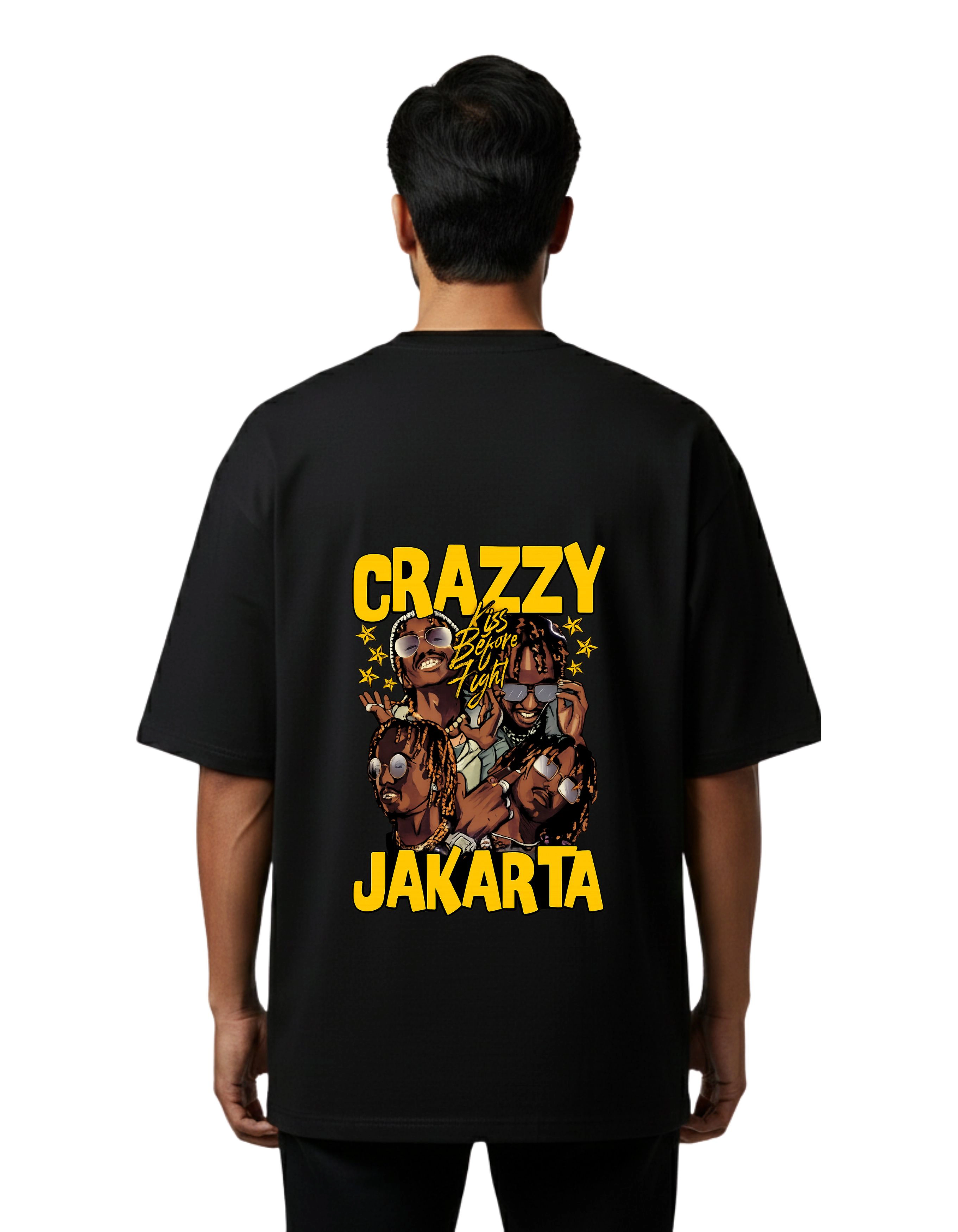Crazzy Jakarta Oversized Cotton French Terry T-Shirt 240 GSM Black