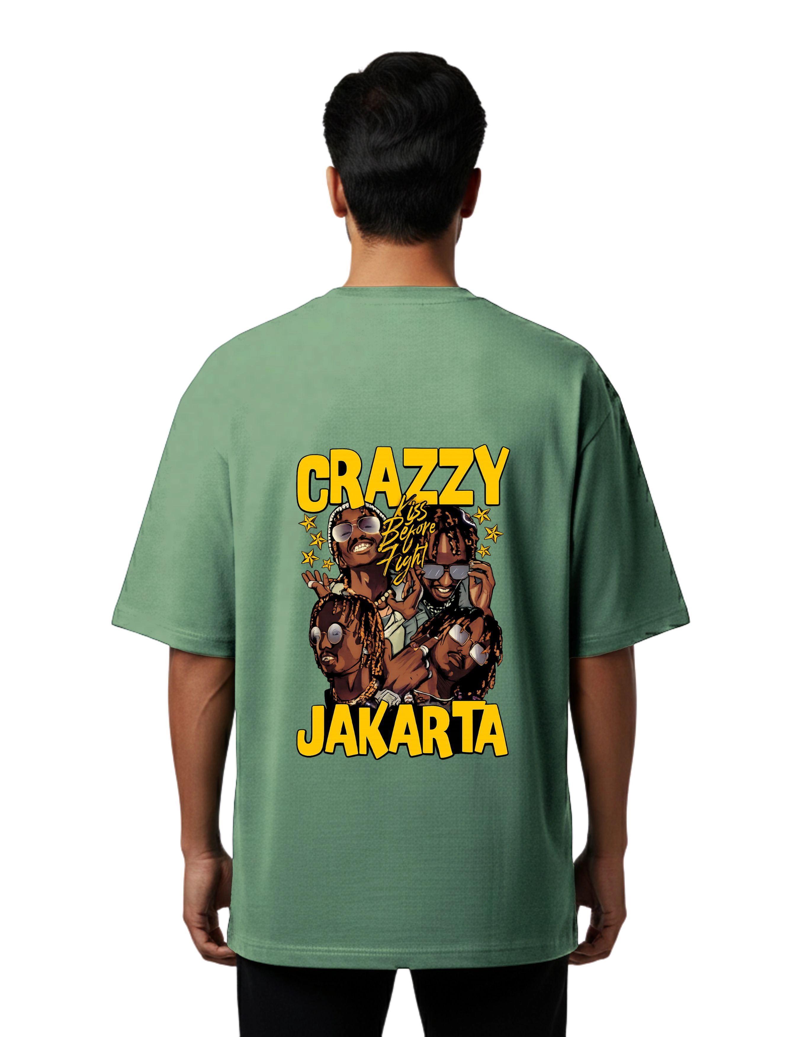 Crazzy Jakarta Oversized Cotton French Terry T-Shirt 240 GSM D Green