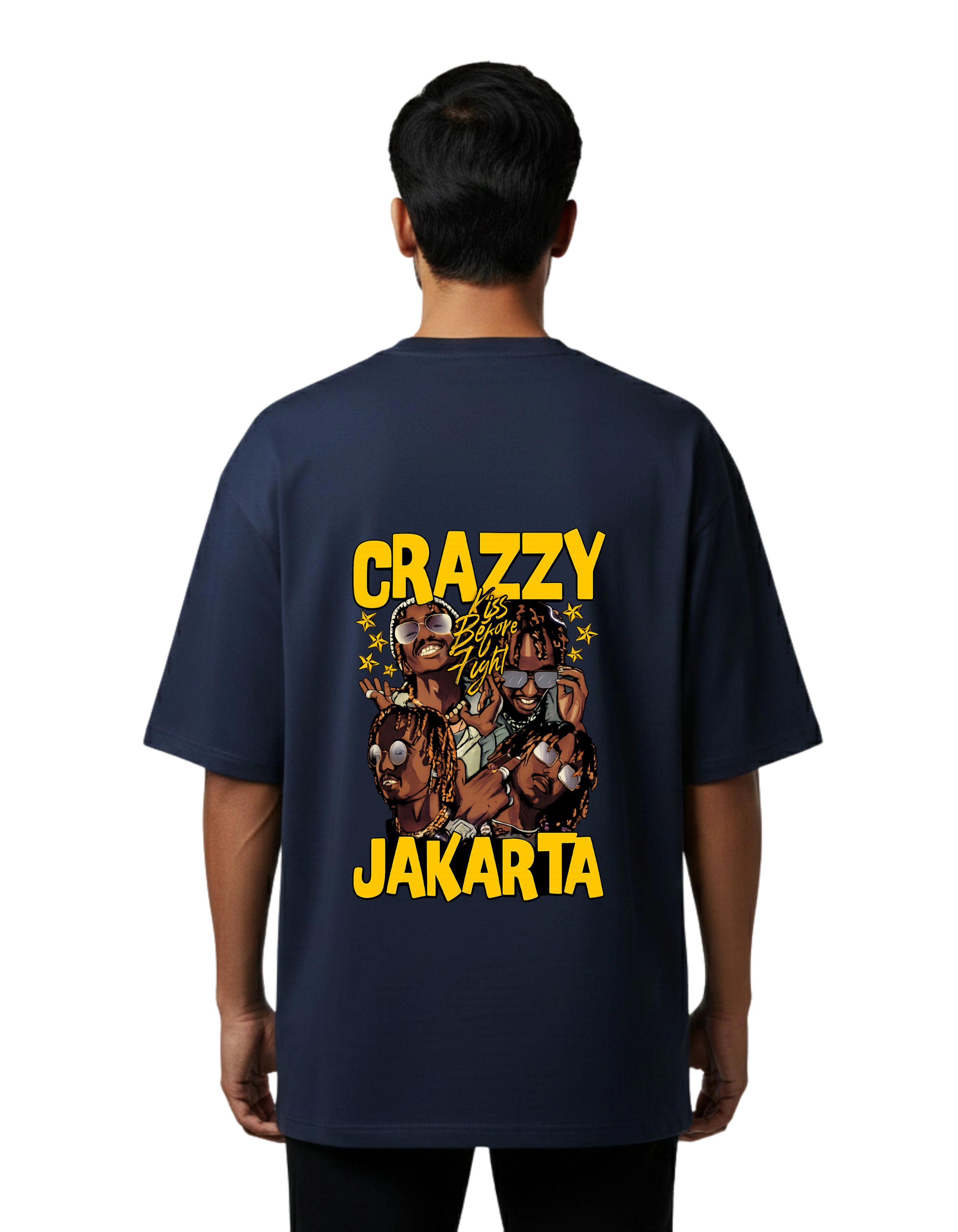 Crazzy Jakarta Oversized Cotton French Terry T-Shirt 240 GSM Navy Blue
