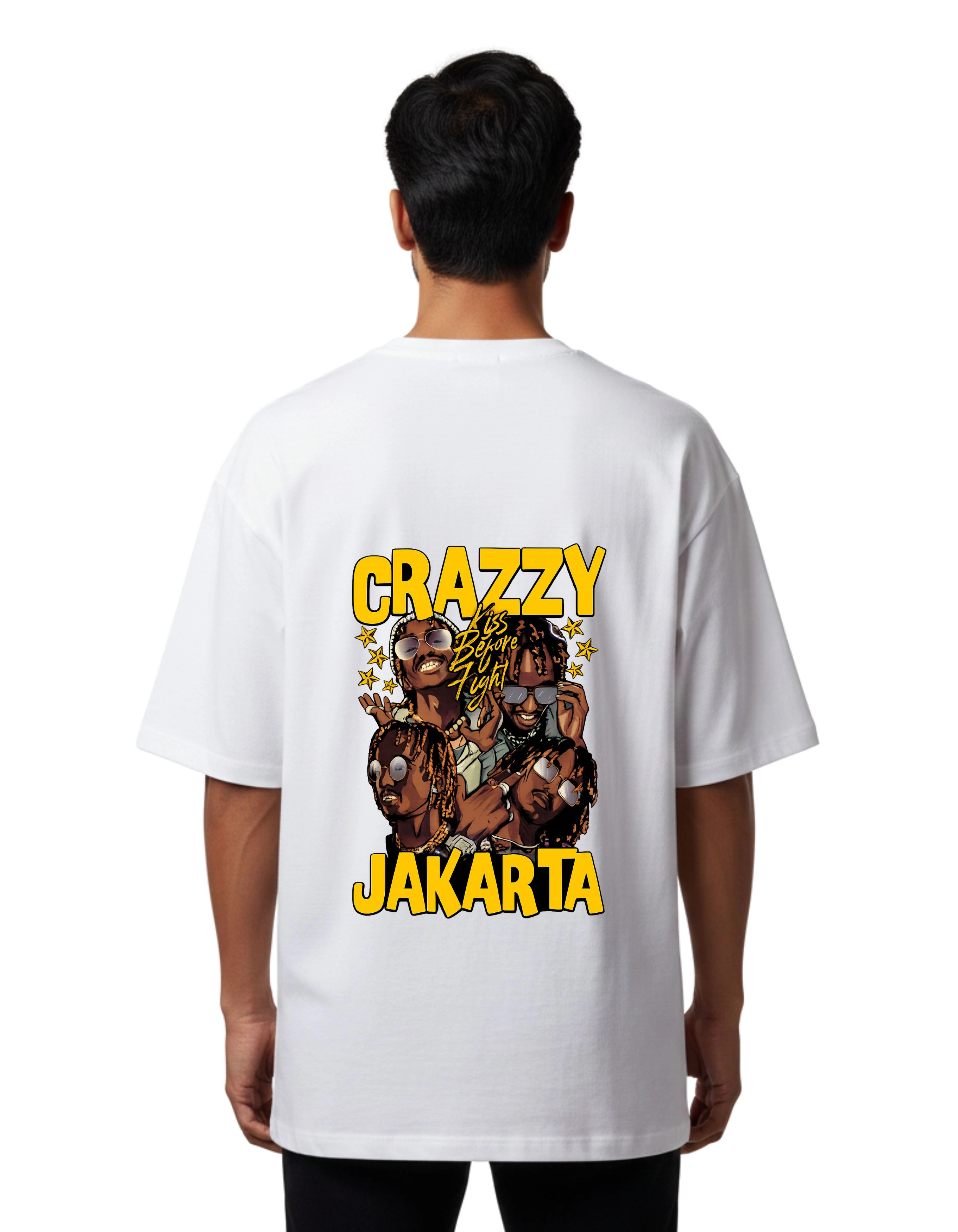 Crazzy Jakarta Oversized Cotton French Terry T-Shirt 240 GSM White