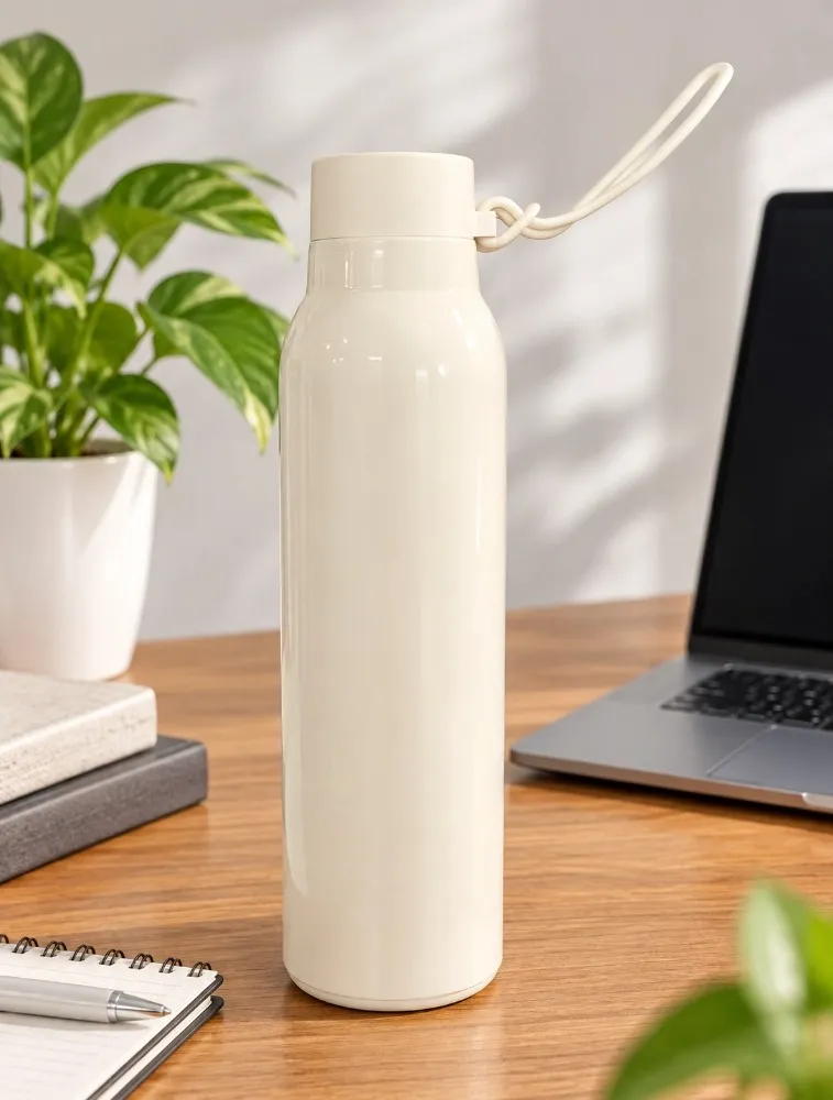 Cream Fiber Glass 350 ML Aqua Loop Water Bottle