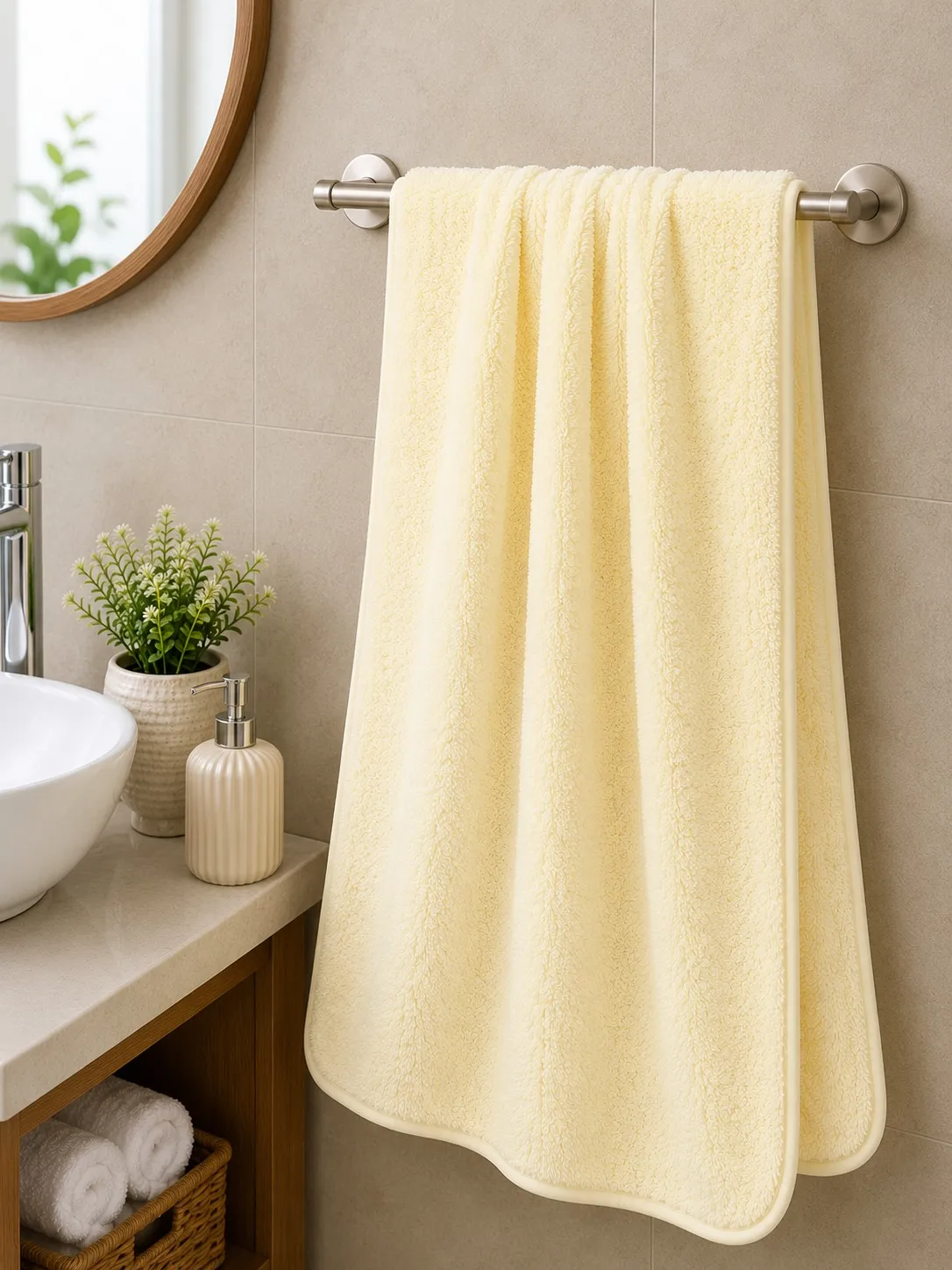 Cream Habitude Microfiber Comfort Premium Bath Towel