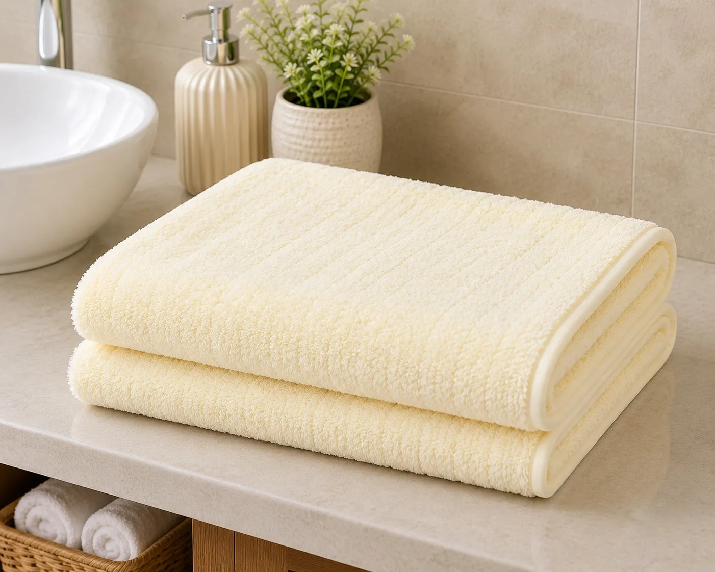 Cream Habitude Microfiber Comfort Premium Bath Towel