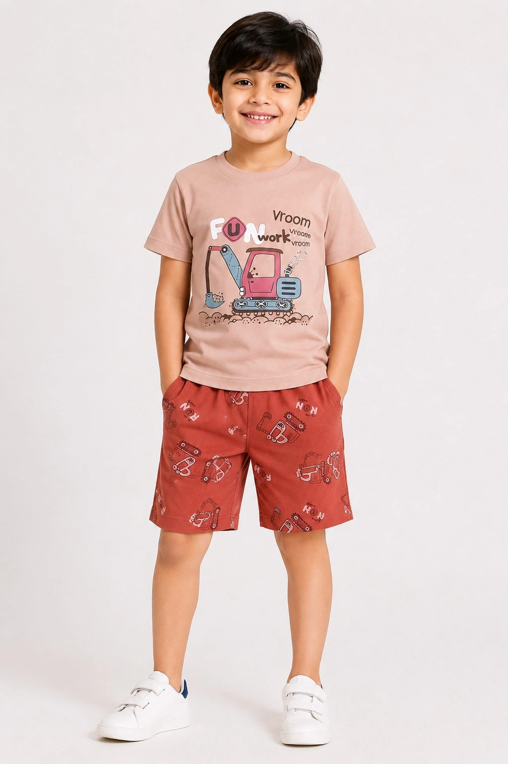 Cream Kids Munna Munni Premium Printed  T shirts With Shorts Set — bulk from ₹200