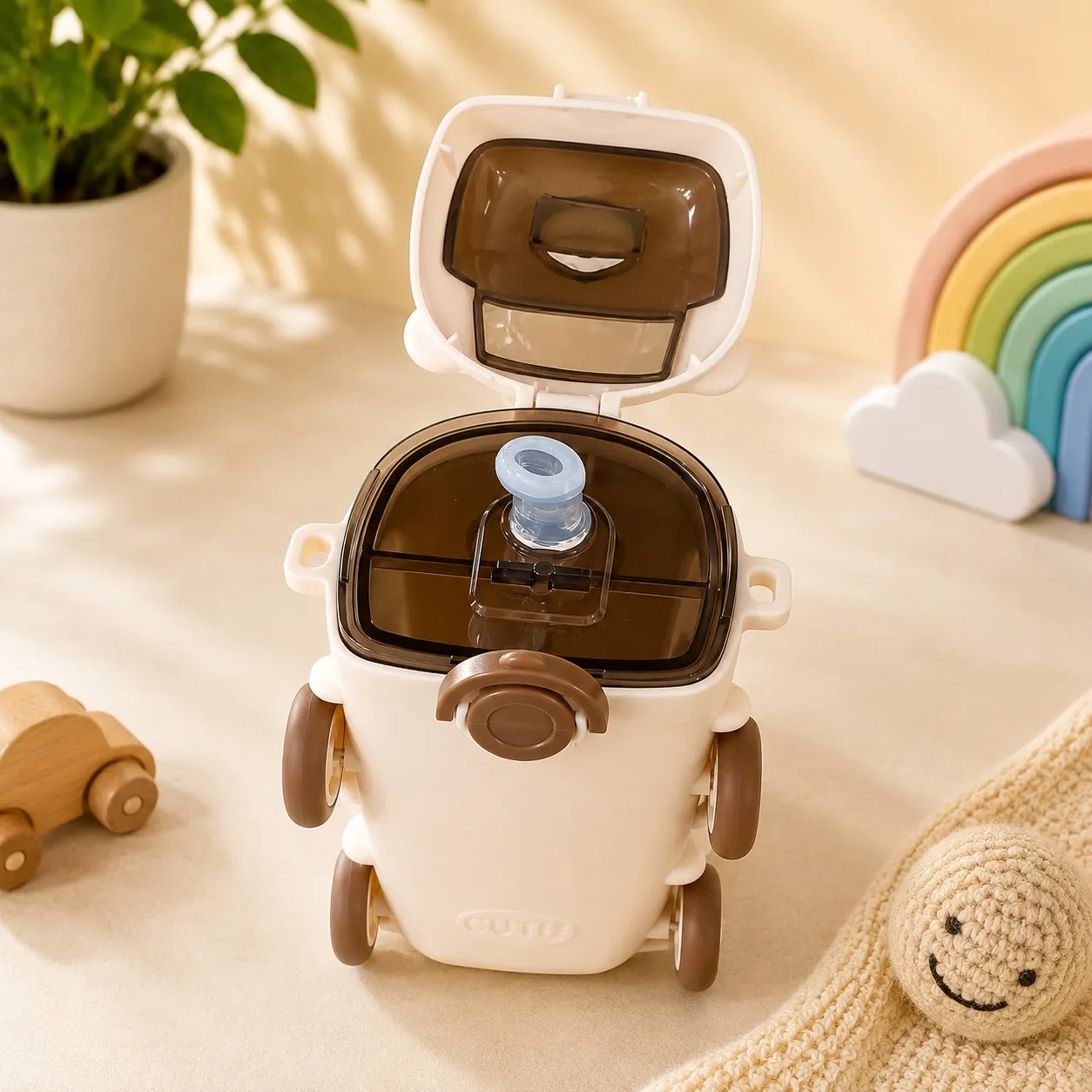 Sewad Cream Premium Cool Cute Bus Kids Sipper Cup