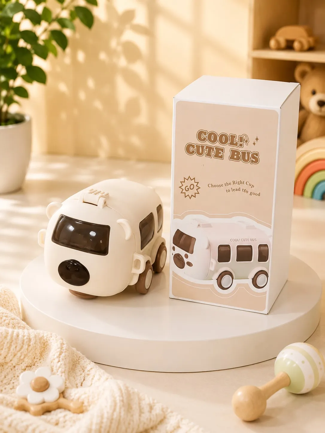 Sewad Cream Premium Cool Cute Bus Kids Sipper Cup