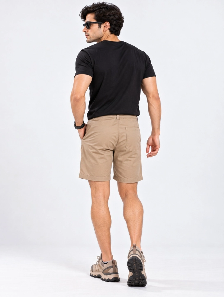 Cream Tan Cotton Chino Shorts
