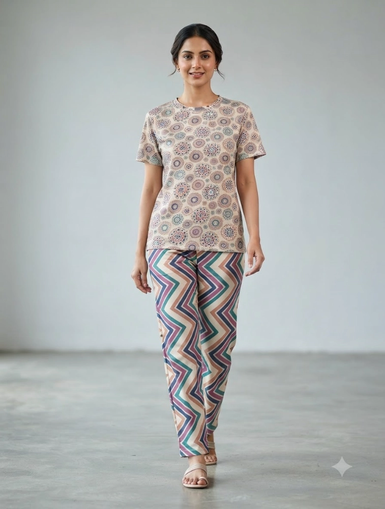  Cream Womens Zigzag CoOrd Set