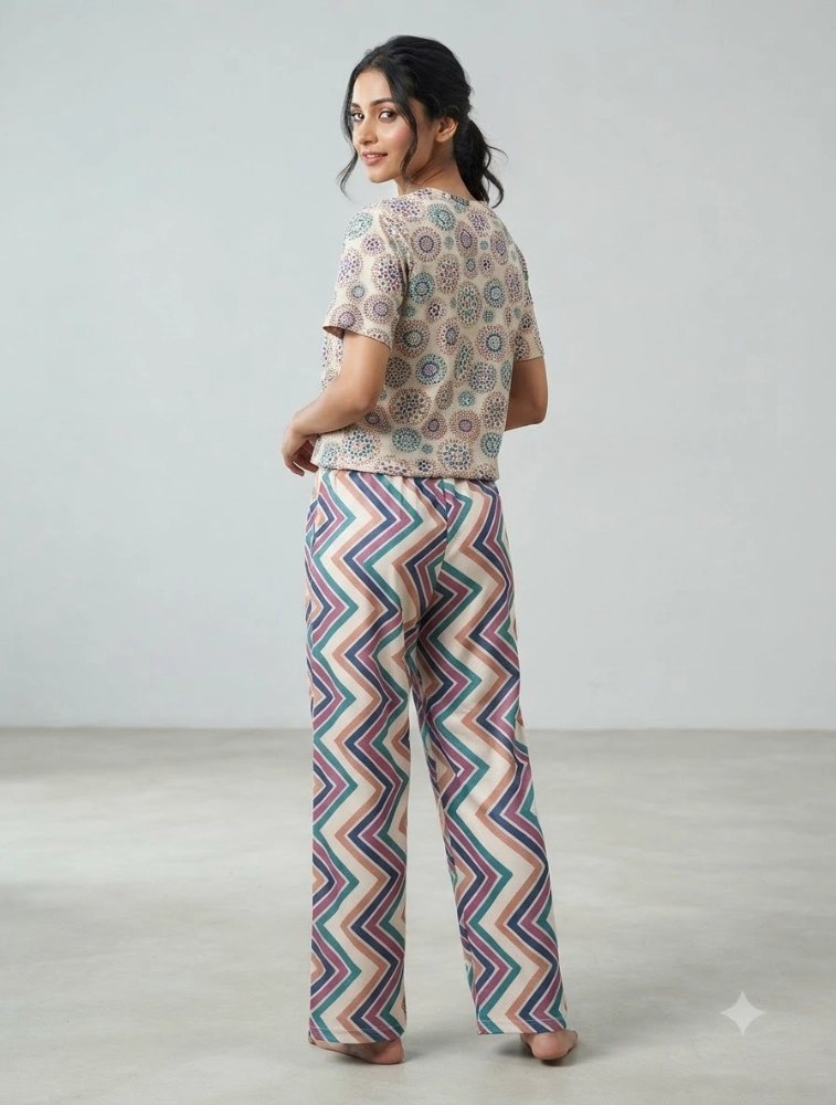 Cream Womens Zigzag CoOrd Set
