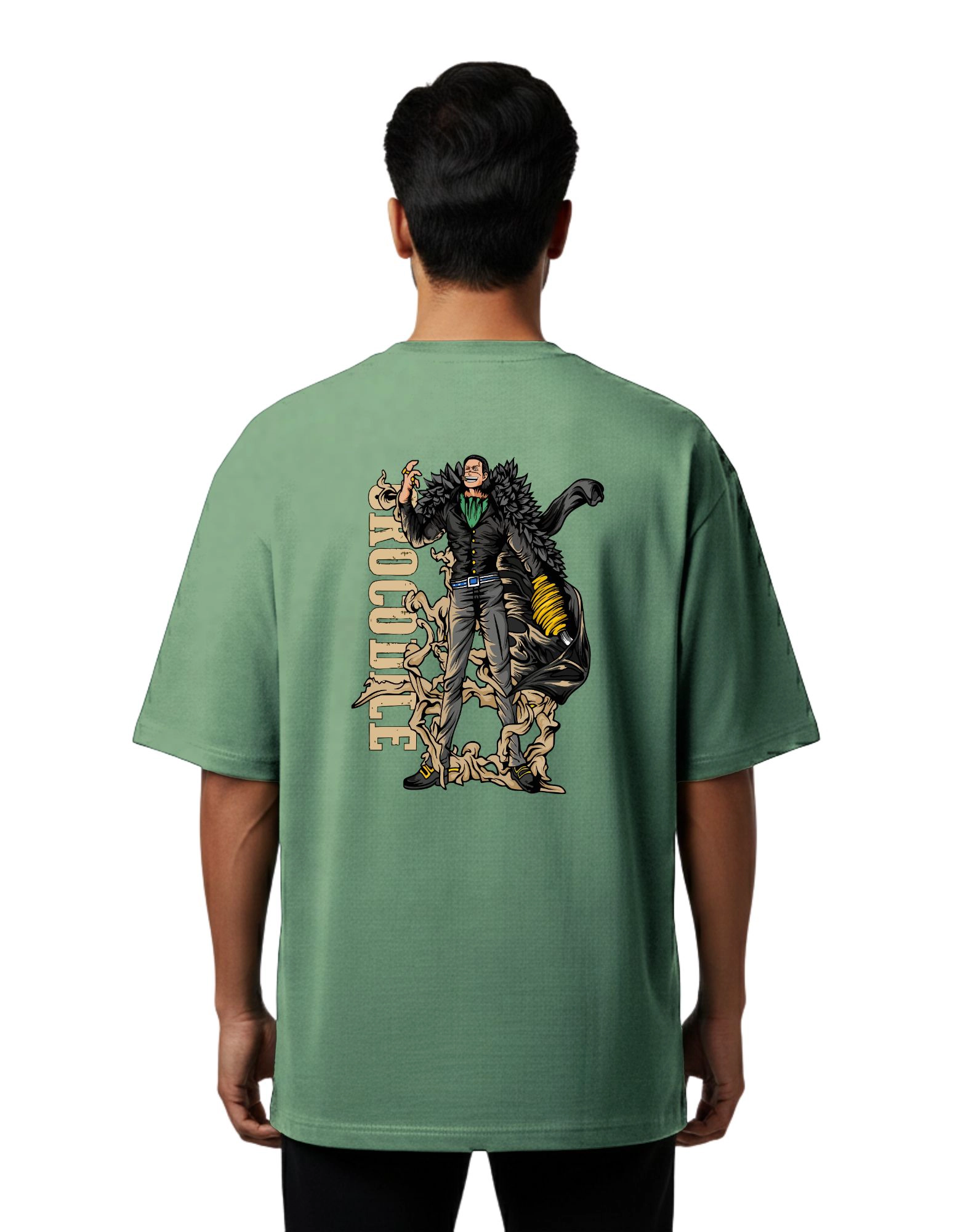 Crocodile Oversize Cotton French Terry T-Shirt 240 GSM D Green