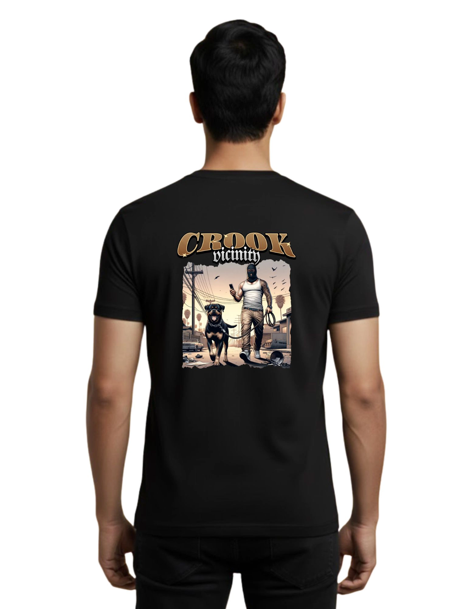 Crook Vicinity Cotton Round Neck T-Shirt 180 GSM Black