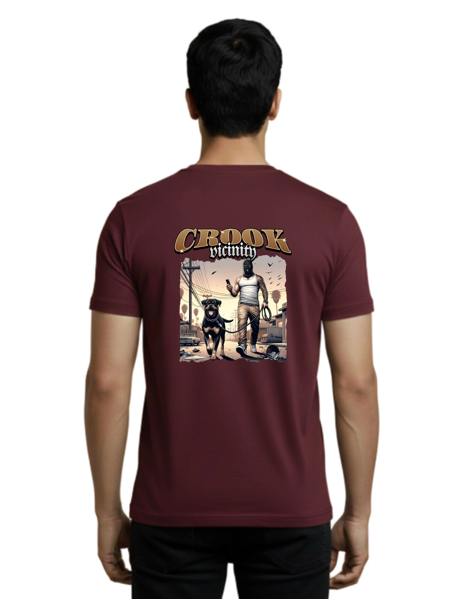 Crook Vicinity Cotton Round Neck T-Shirt 180 GSM Maroon