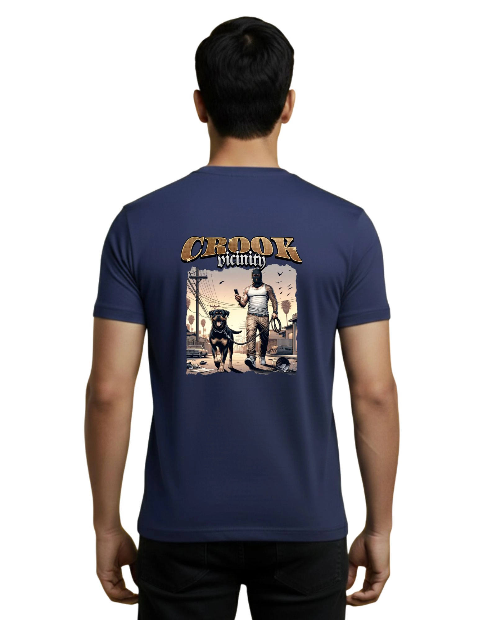 Crook Vicinity Cotton Round Neck T-Shirt 180 GSM Navy Blue