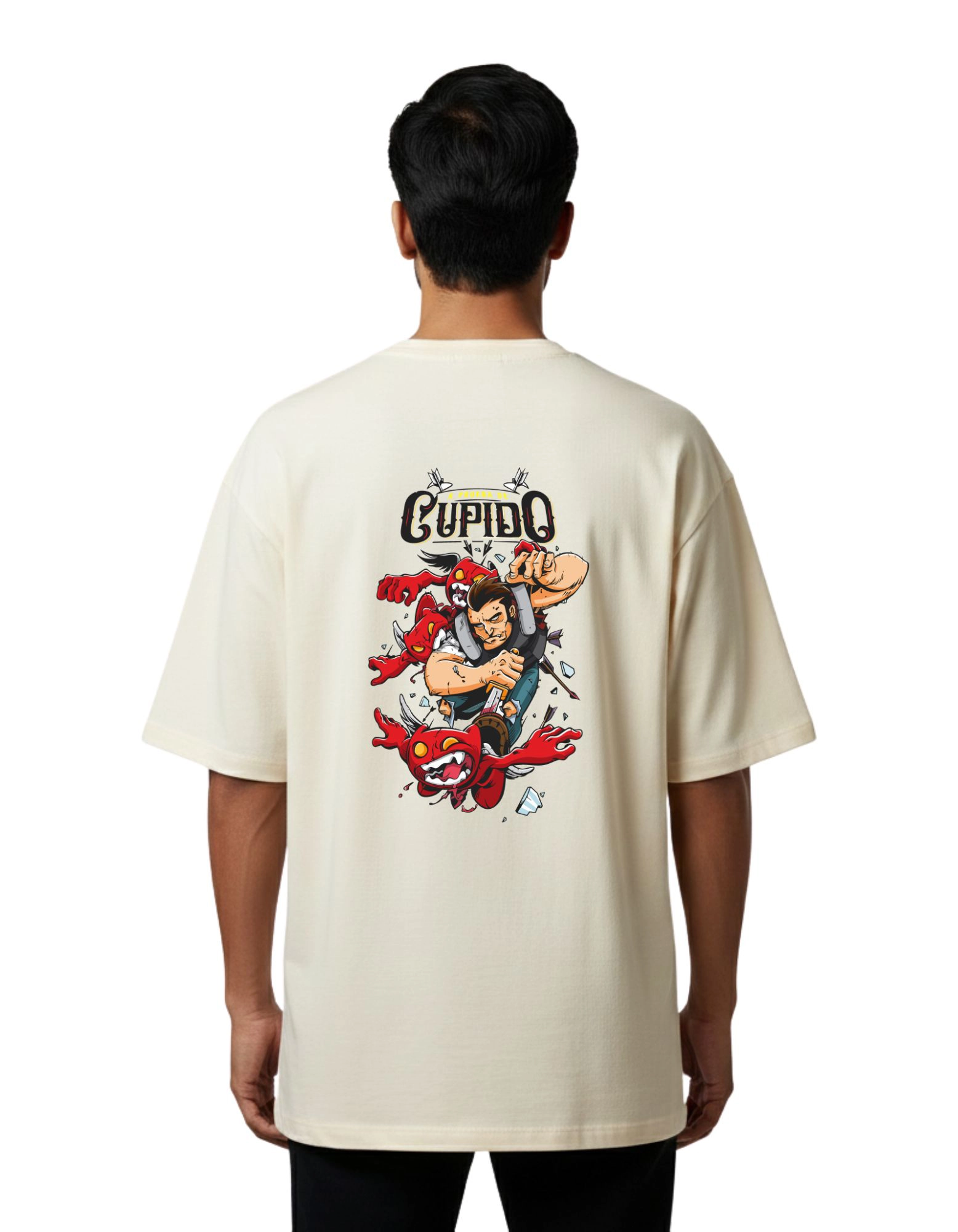 Cupido Oversize Cotton French Terry T-Shirt 240 GSM Beige