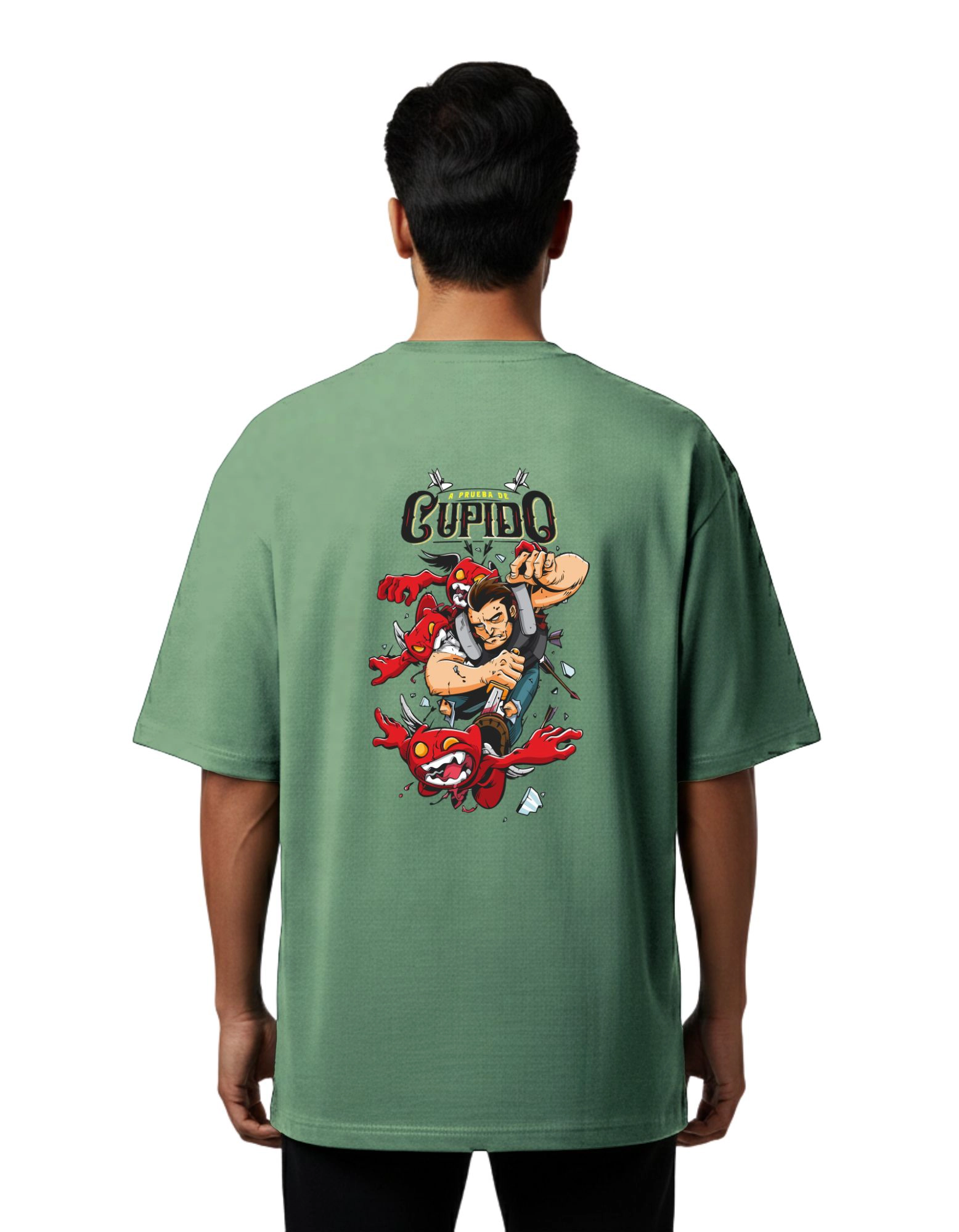 Cupido Oversize Cotton French Terry T-Shirt 240 GSM D Green