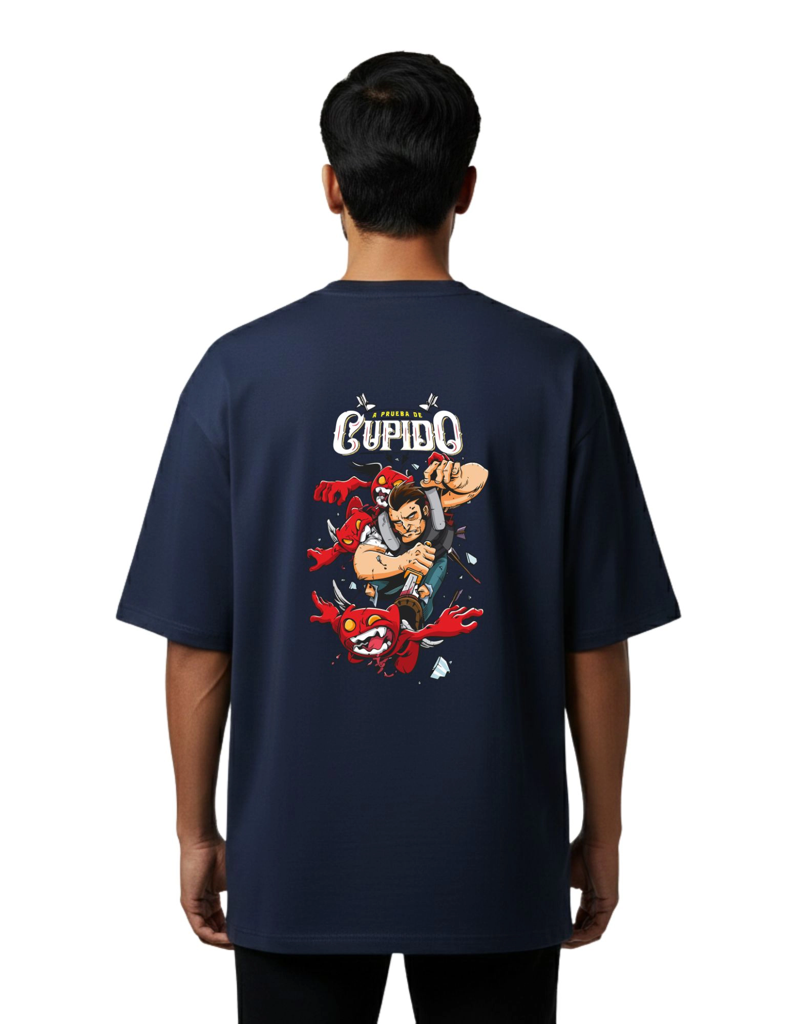 Cupido Oversize Cotton French Terry T-Shirt 240 GSM Navy Blue