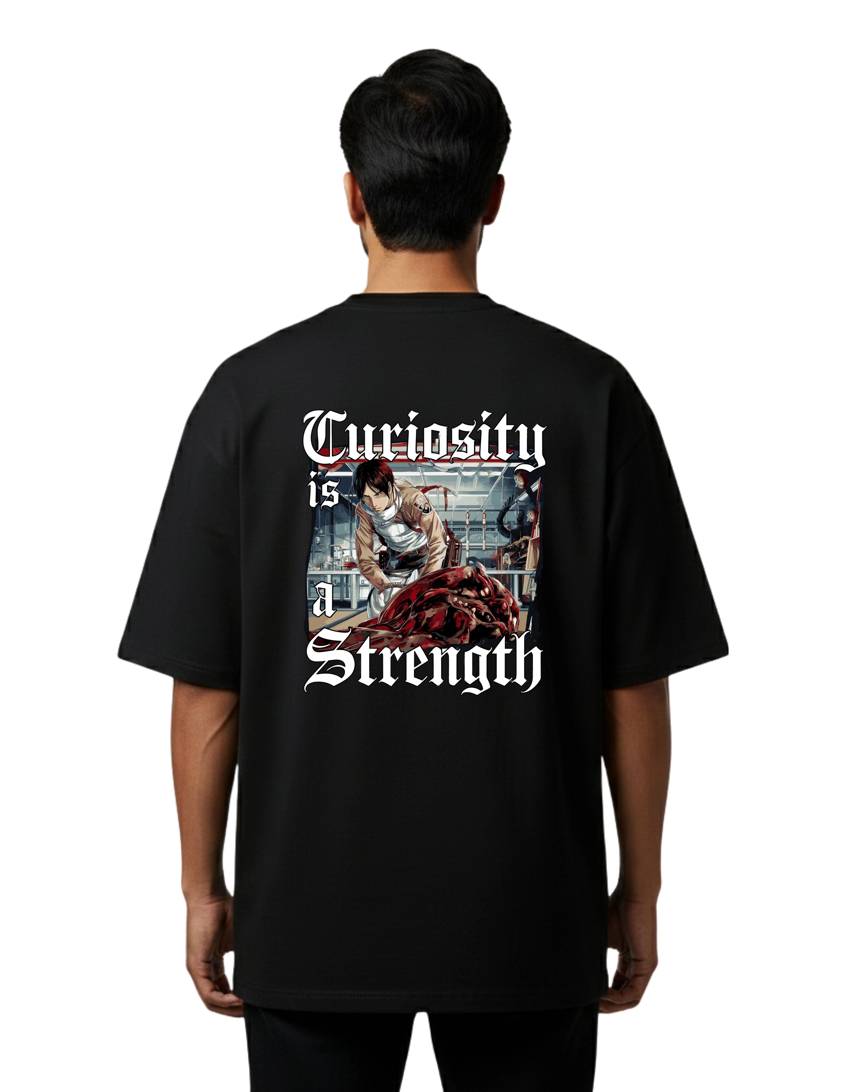 Curiosity Strength Oversized Cotton French Terry T-Shirt 240 GSM Black