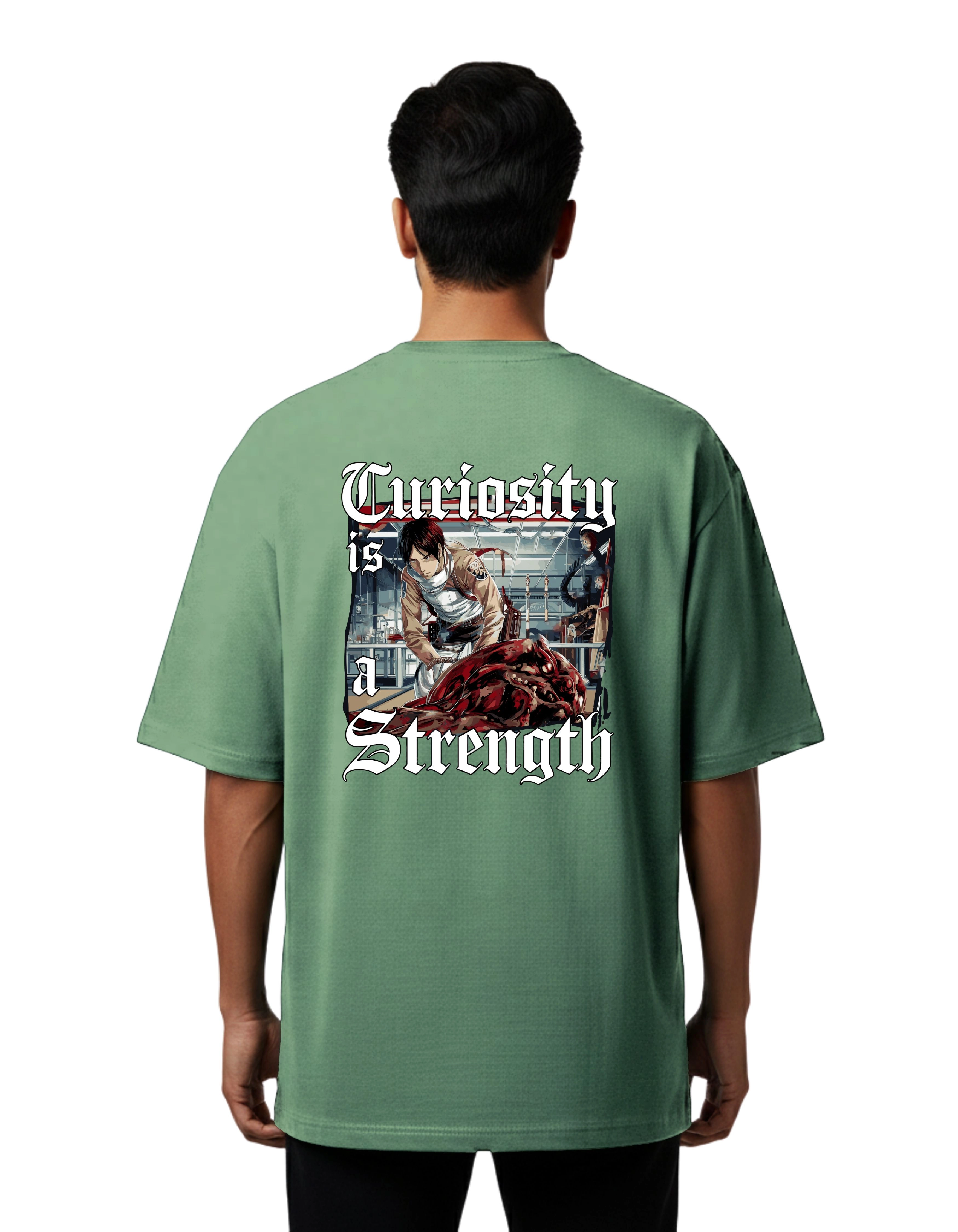 Curiosity Strength Oversized Cotton French Terry T-Shirt 240 GSM D Green