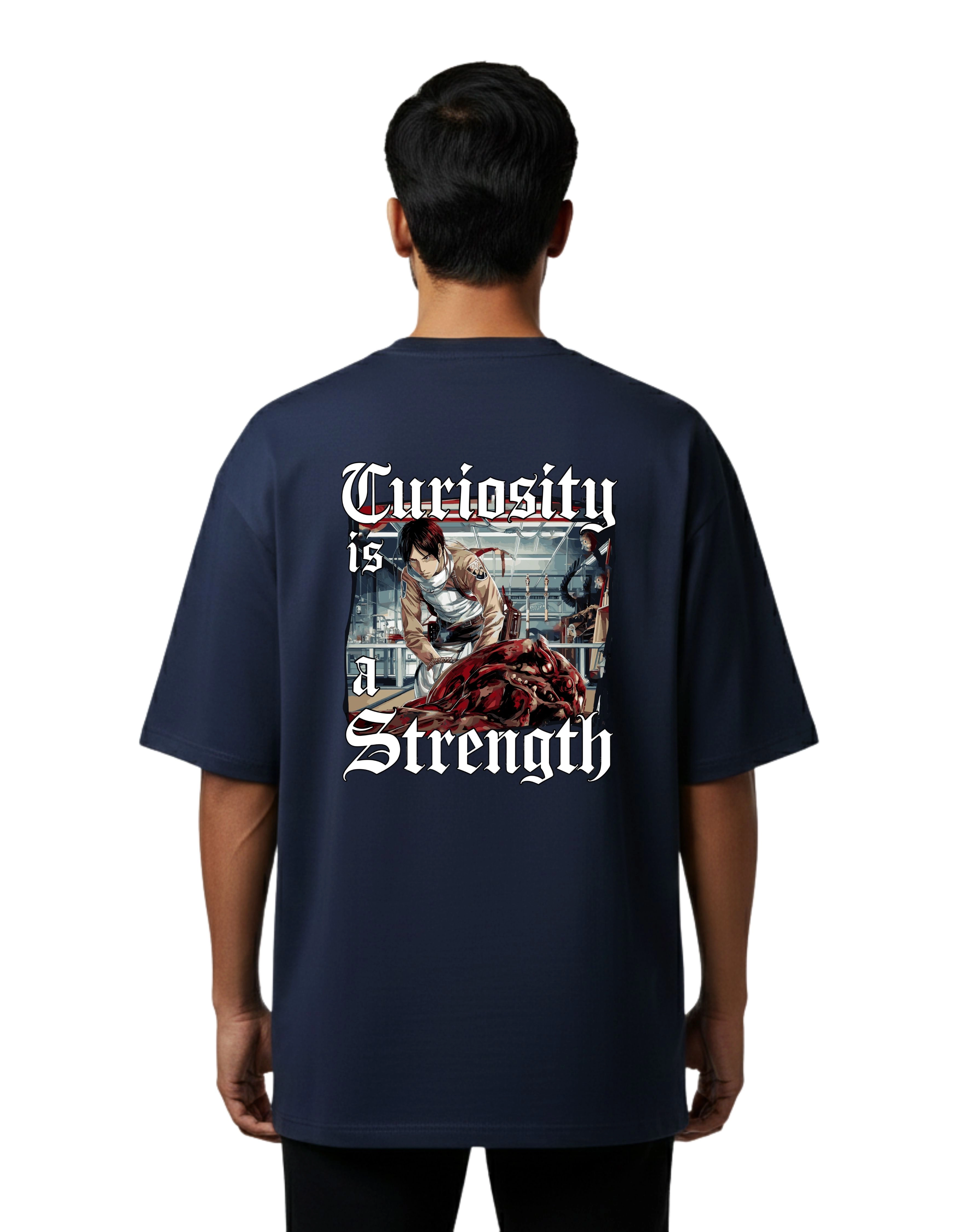 Curiosity Strength Oversized Cotton French Terry T-Shirt 240 GSM Navy Blue