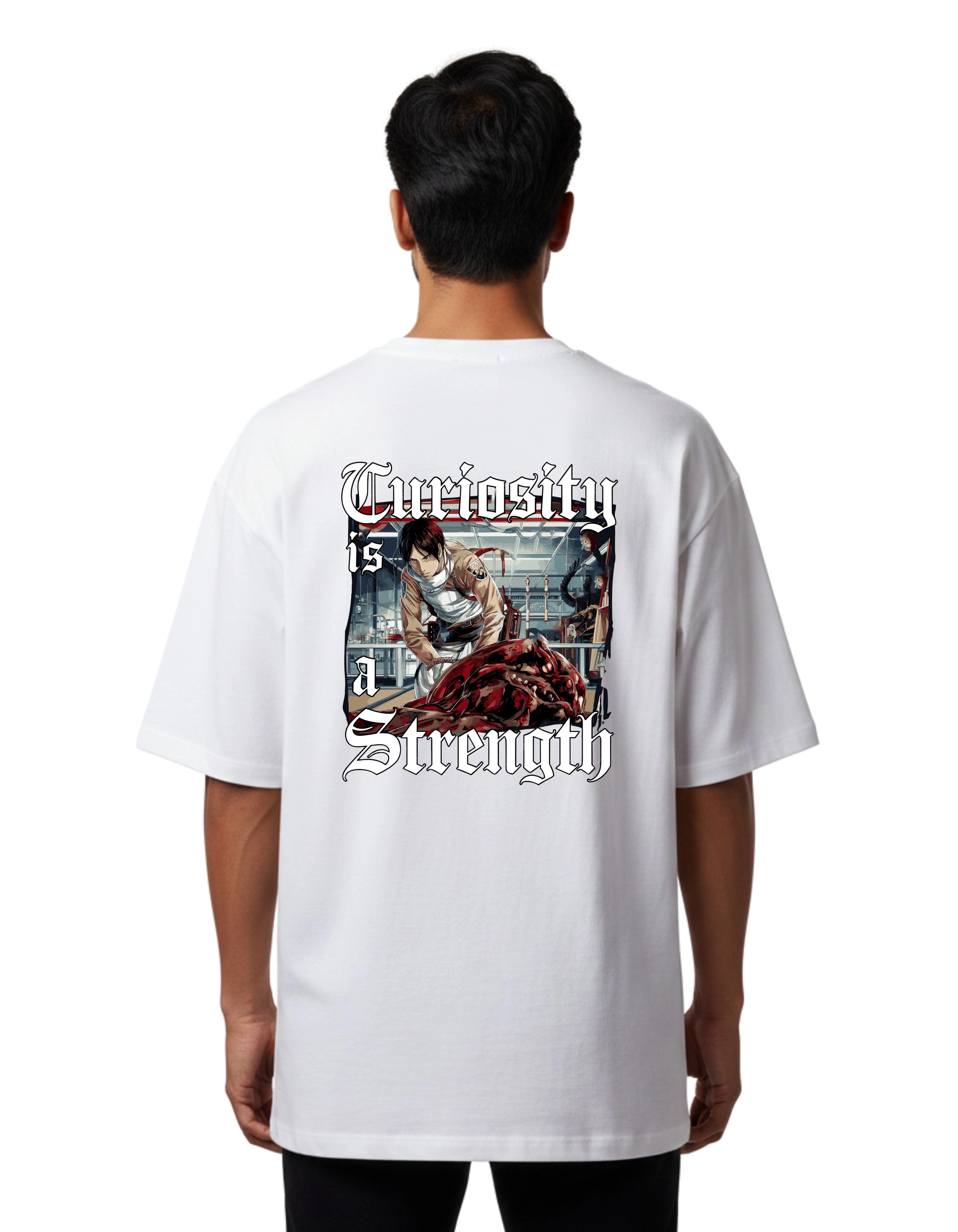 Curiosity Strength Oversized Cotton French Terry T-Shirt 240 GSM White