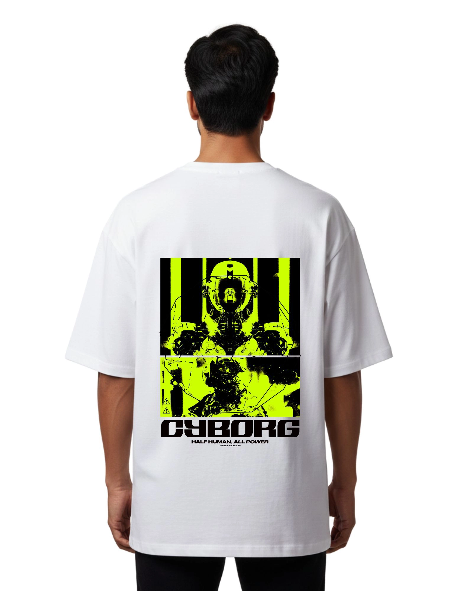 Cyborg Oversized French Terry Cotton 240 GSM T-Shirt White