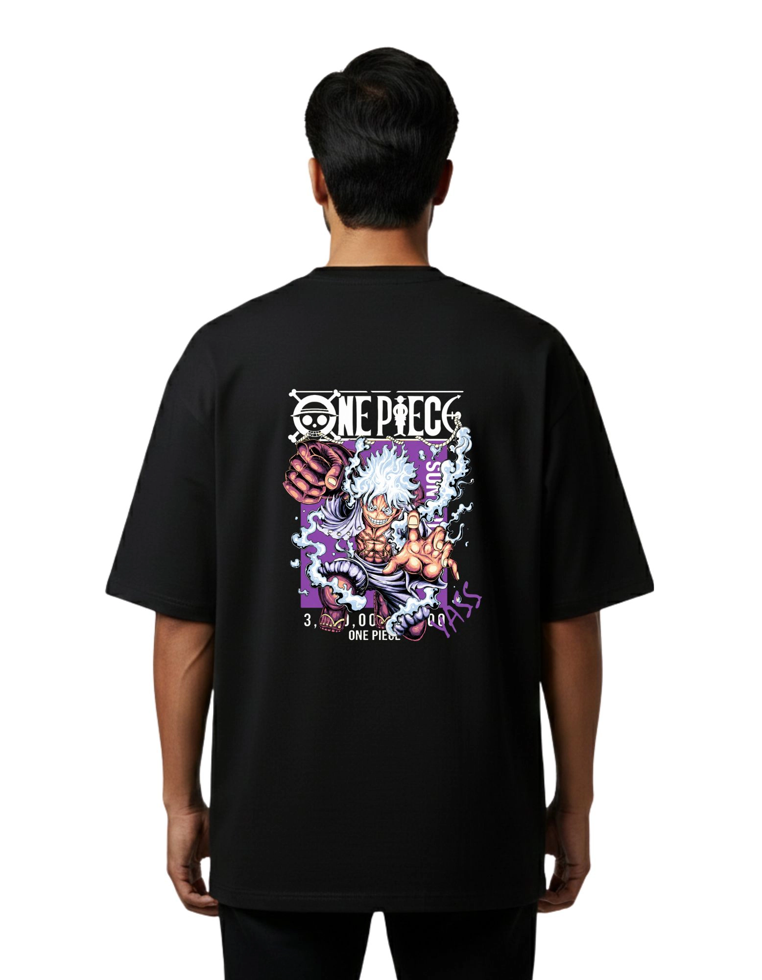 D Luffy Oversize Cotton French Terry T-Shirt 240 GSM Black