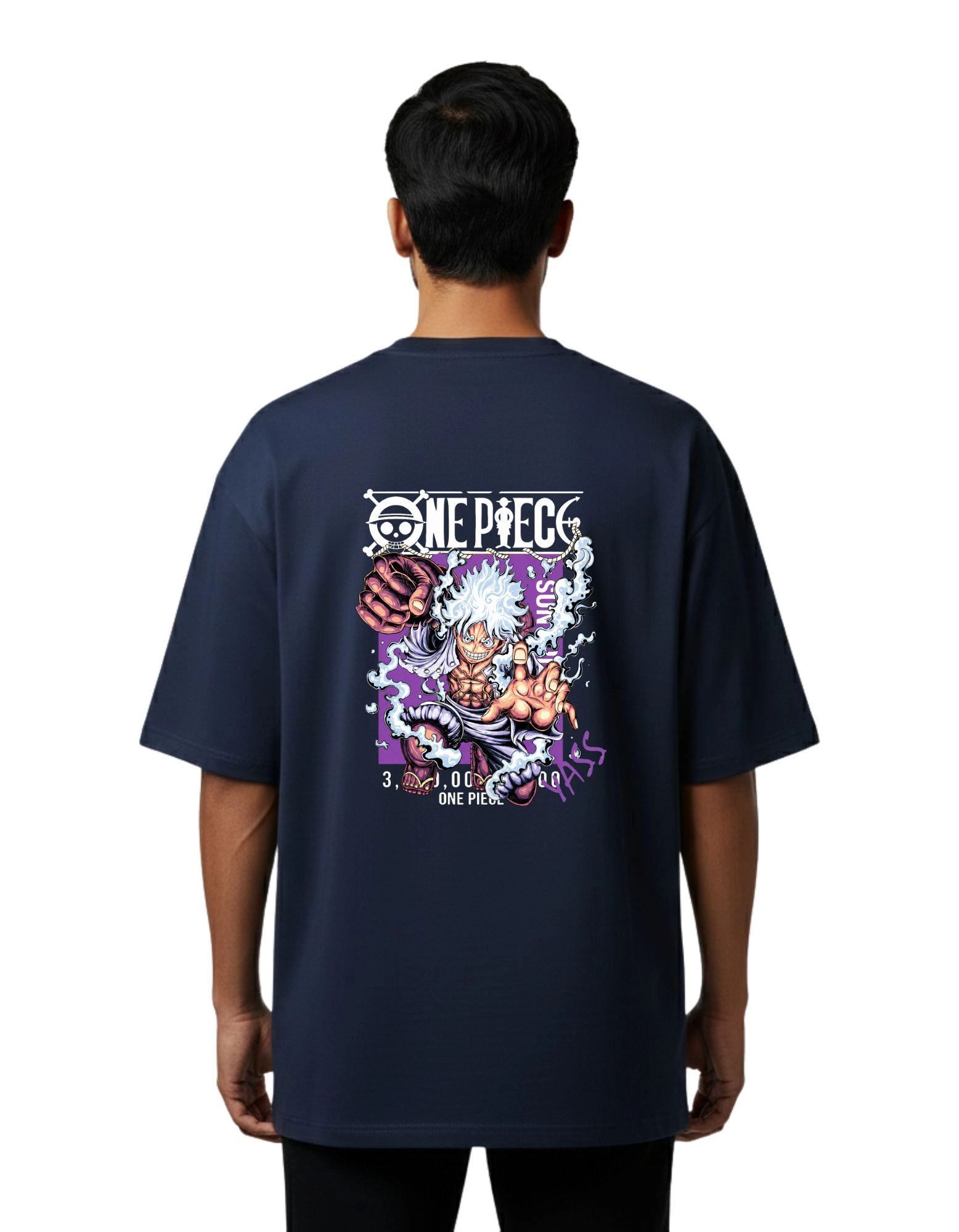D Luffy Oversize Cotton French Terry T-Shirt 240 GSM Navy Blue