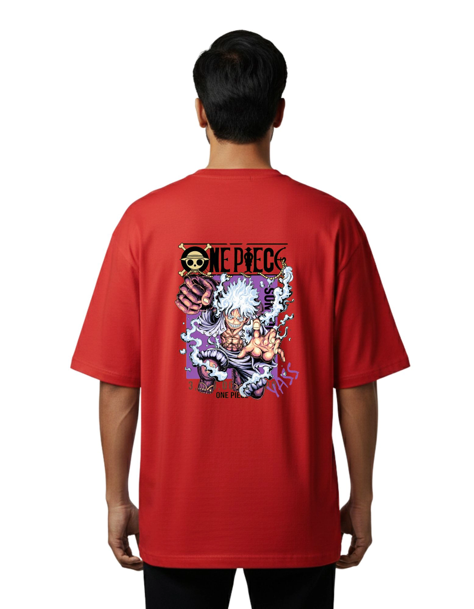 D Luffy Oversize Cotton French Terry T-Shirt 240 GSM Red