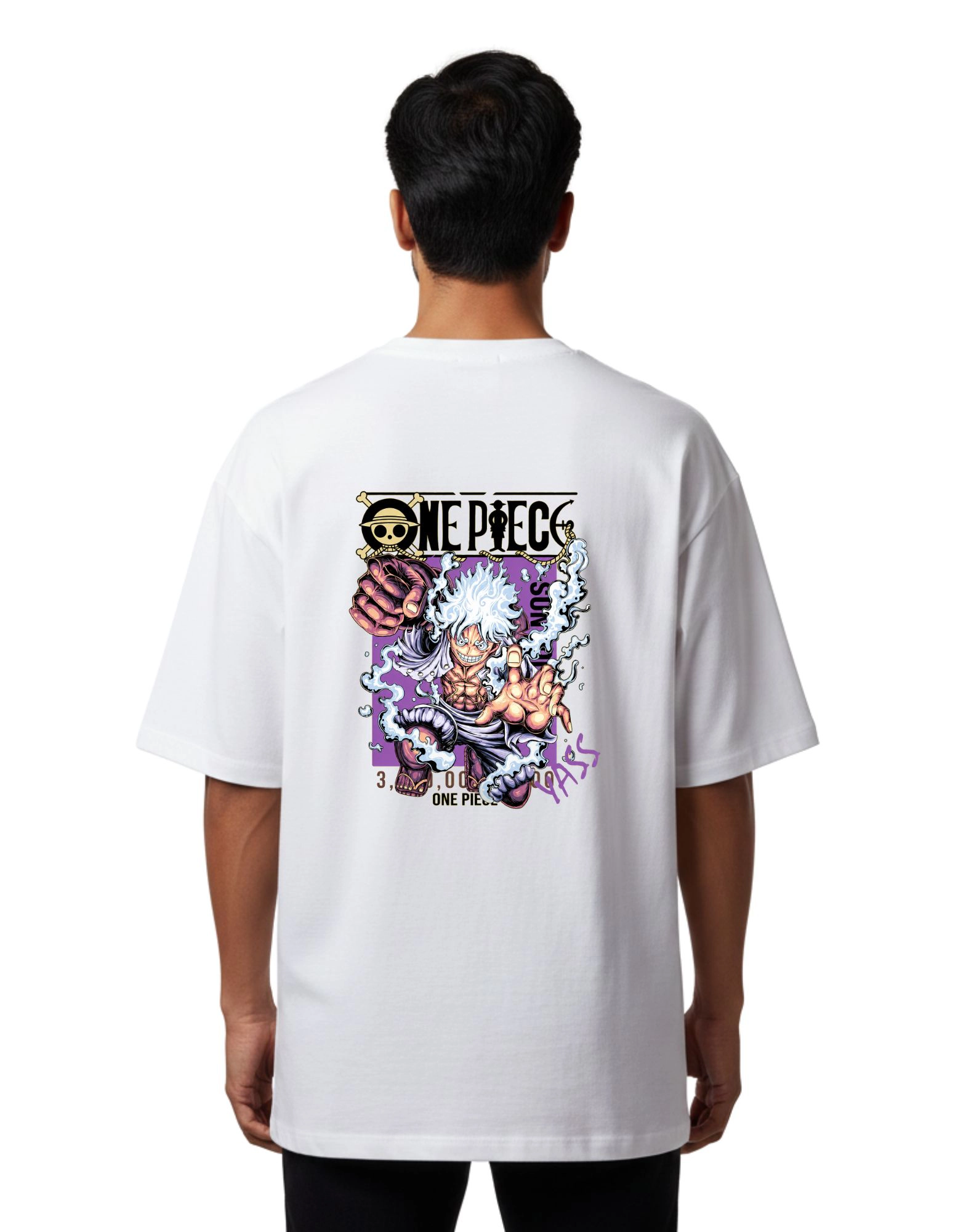 D Luffy Oversize Cotton French Terry T-Shirt 240 GSM White