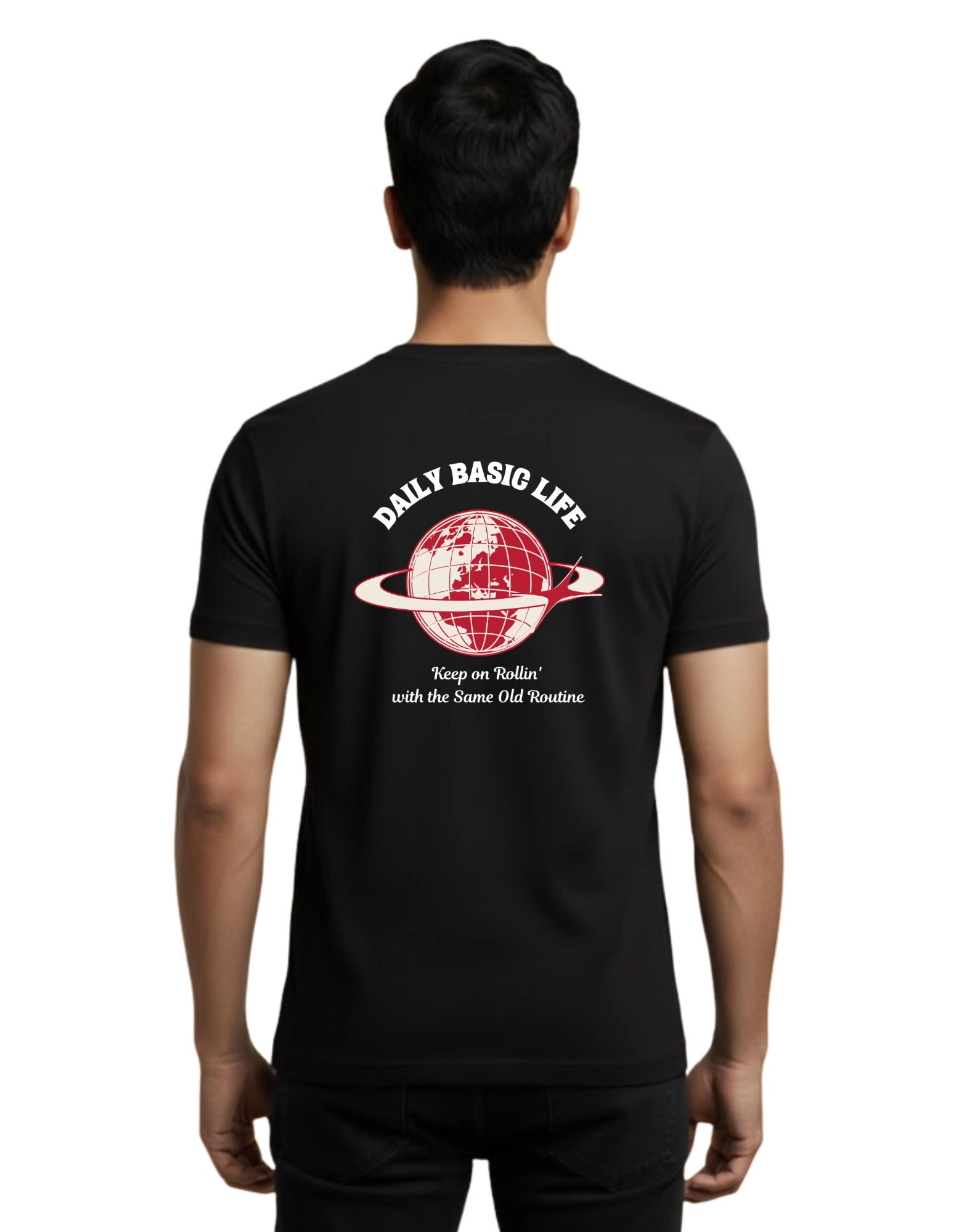 Daily Basic Life Cotton Round Neck T-Shirt 180 GSM Black