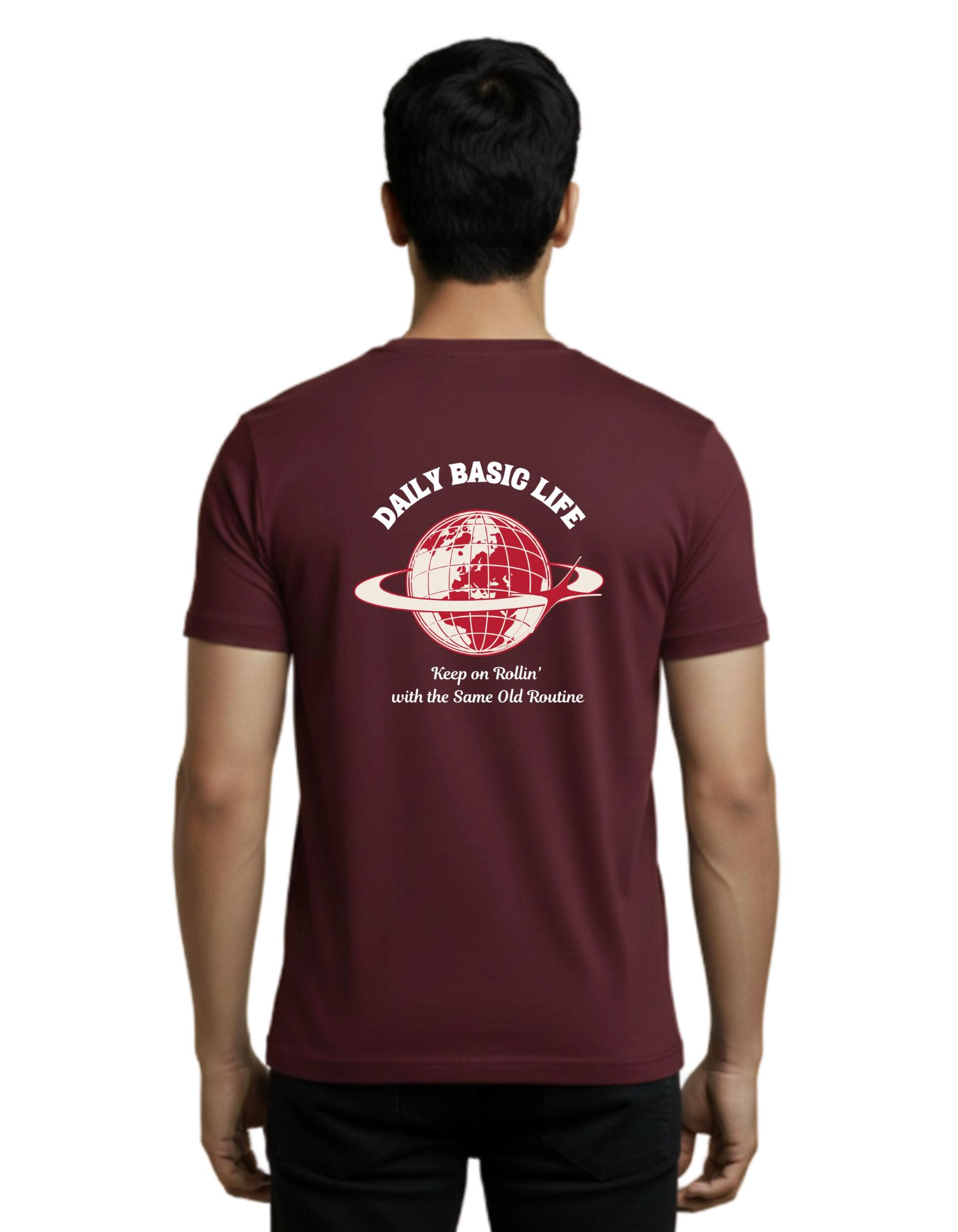 Daily Basic Life Cotton Round Neck T-Shirt 180 GSM Maroon