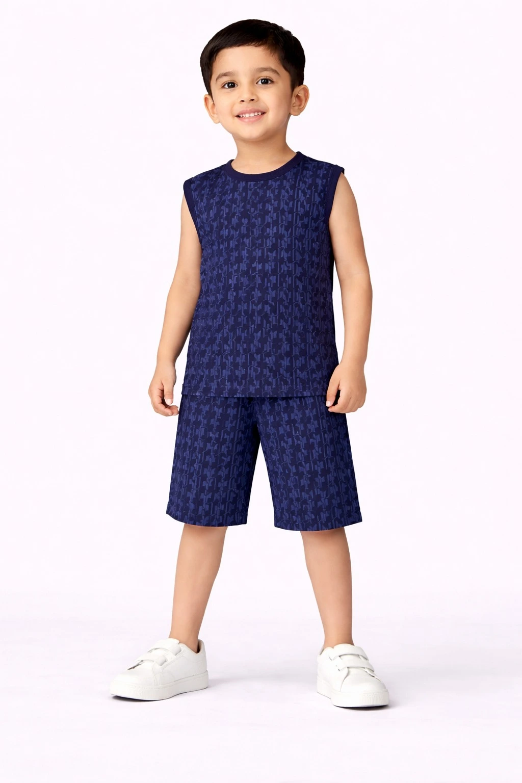 Dark Blue Boys Printed Co ord Sets