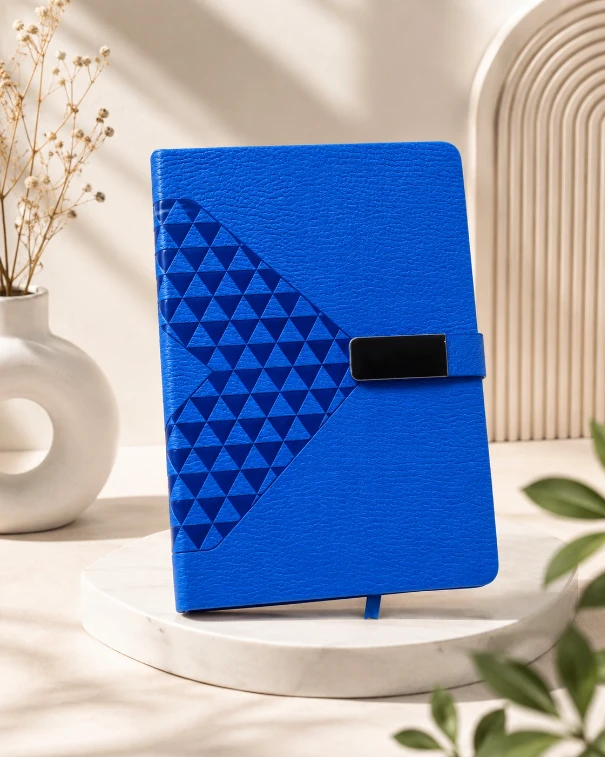 Dark Blue Diamond Texture Magnetic Diary