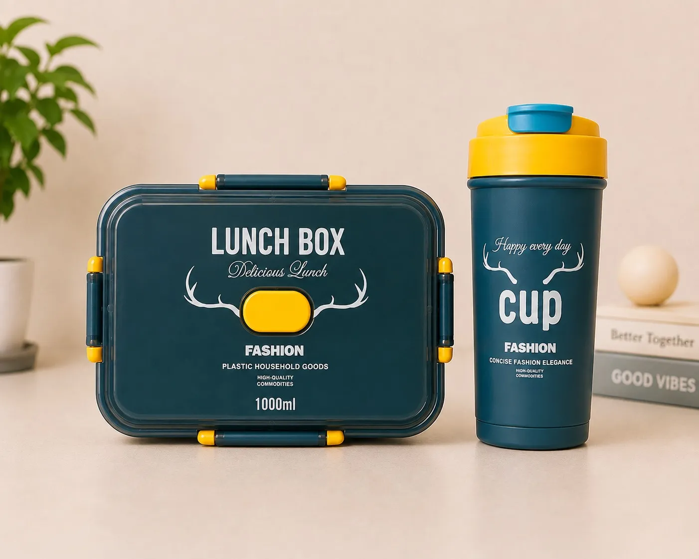 Dark Blue Fresh Premium Meal Lunch Box And Sipper Bottle Combo Set