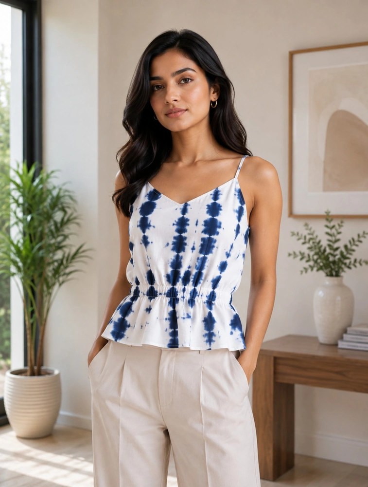 Dark Blue Womens Trending Western Top