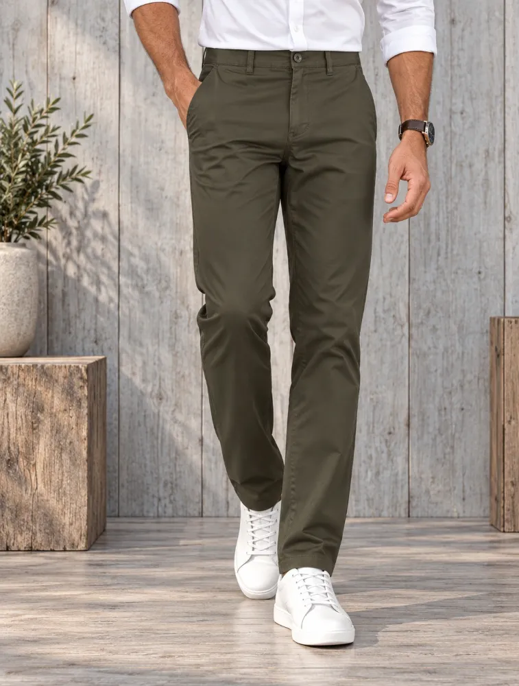 Dark Green Mens Slim Fit Chino