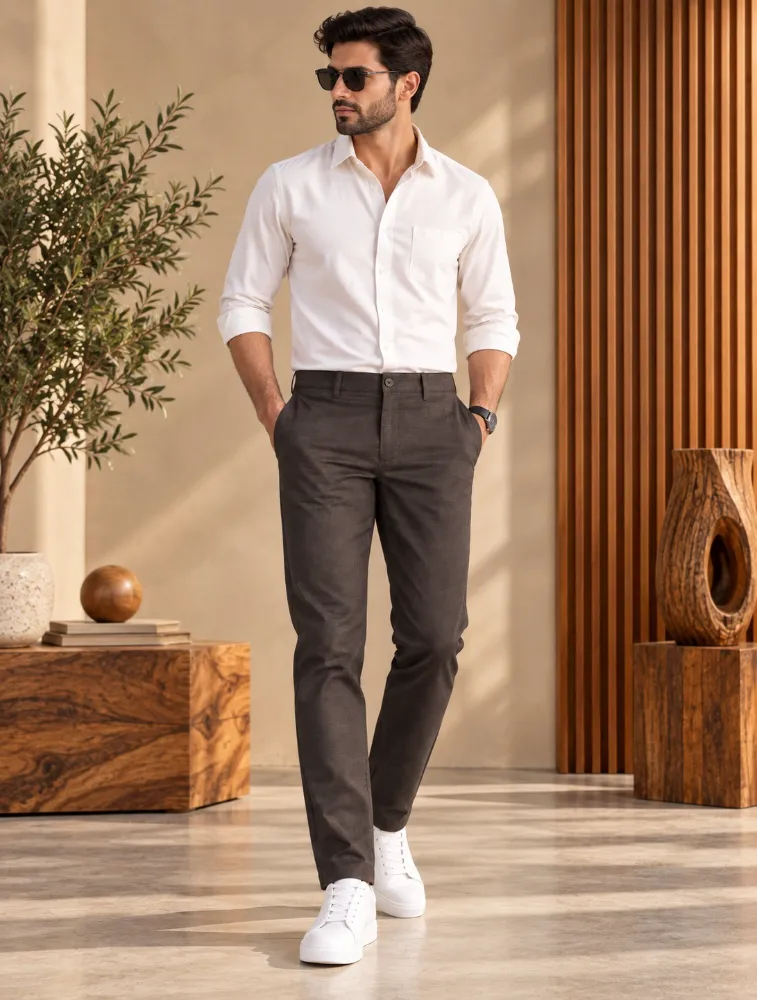 Dark Grey Mens Classic Fit Chino