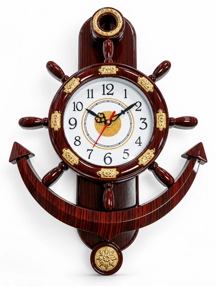 Dark Wood Royal Anchor Wall Clock
