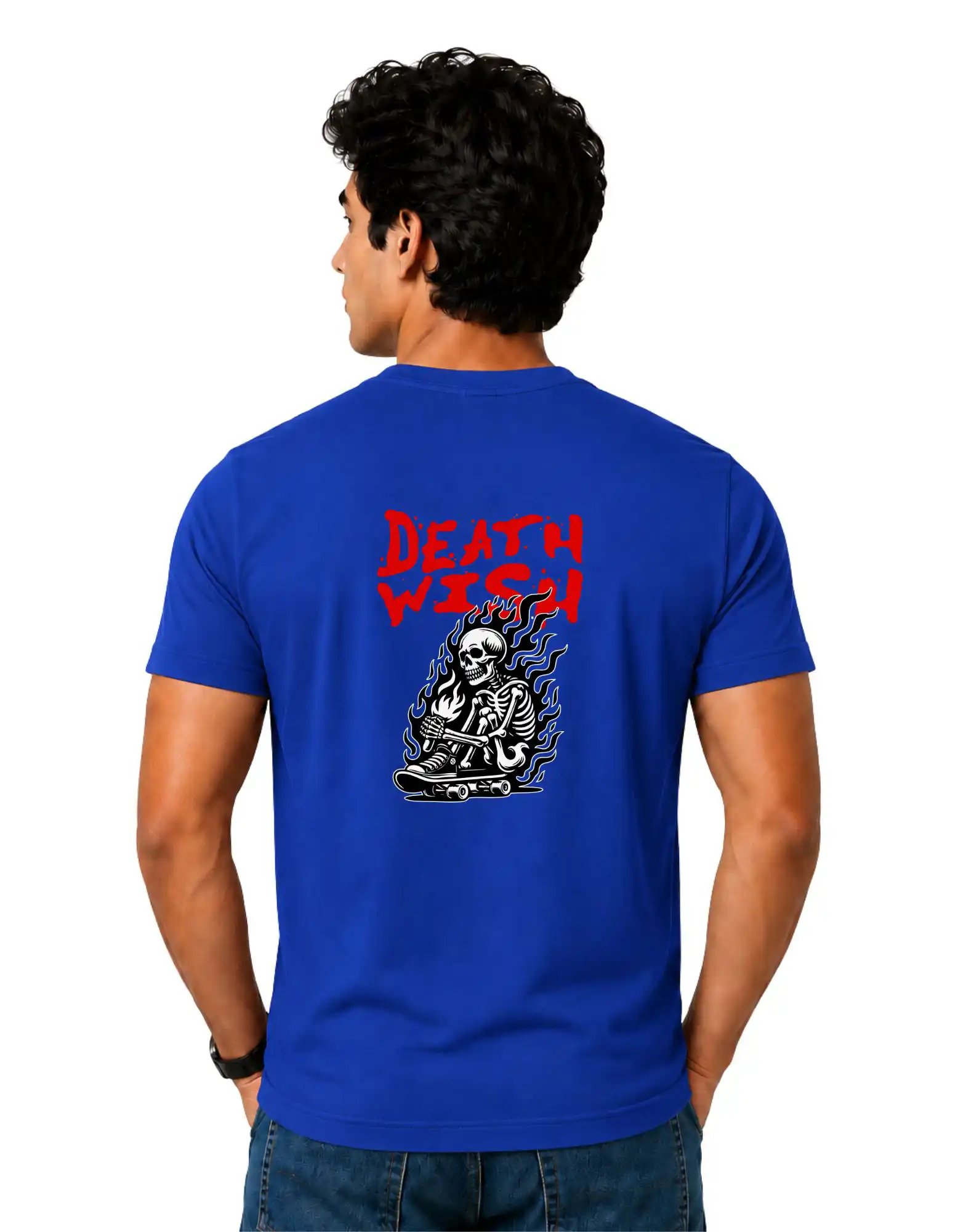 Death Wish Cotton Round Neck T-Shirt 180 GSM Royal Blue