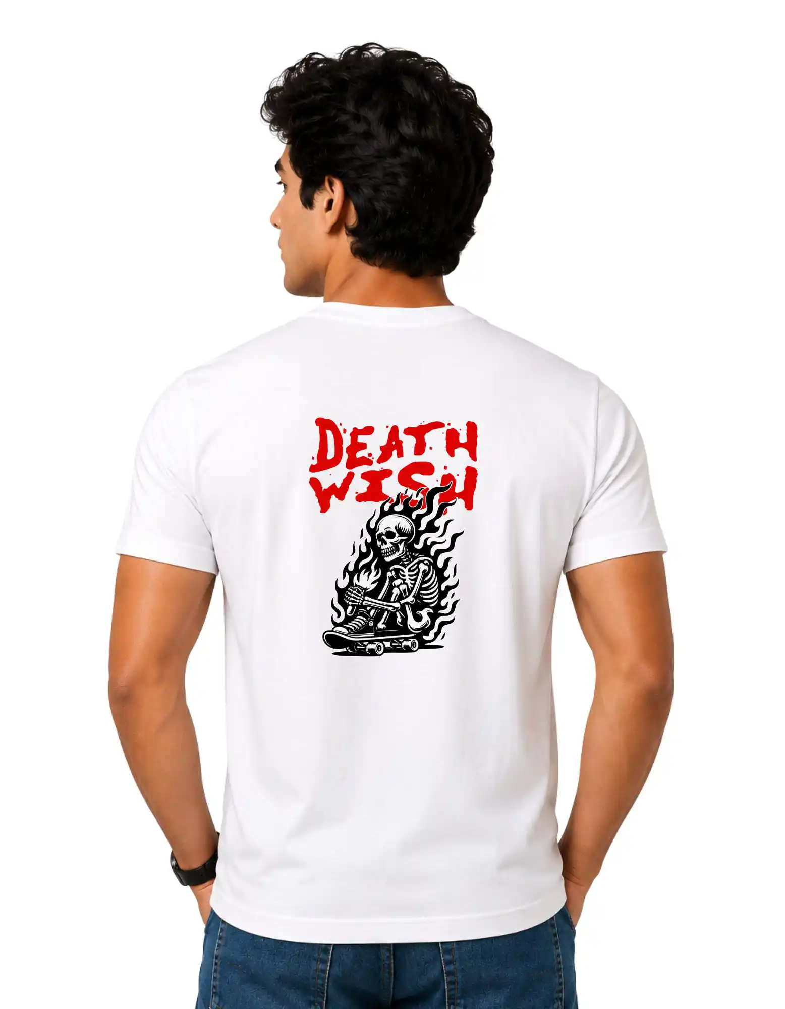 Death Wish Cotton Round Neck T-Shirt 180 GSM White