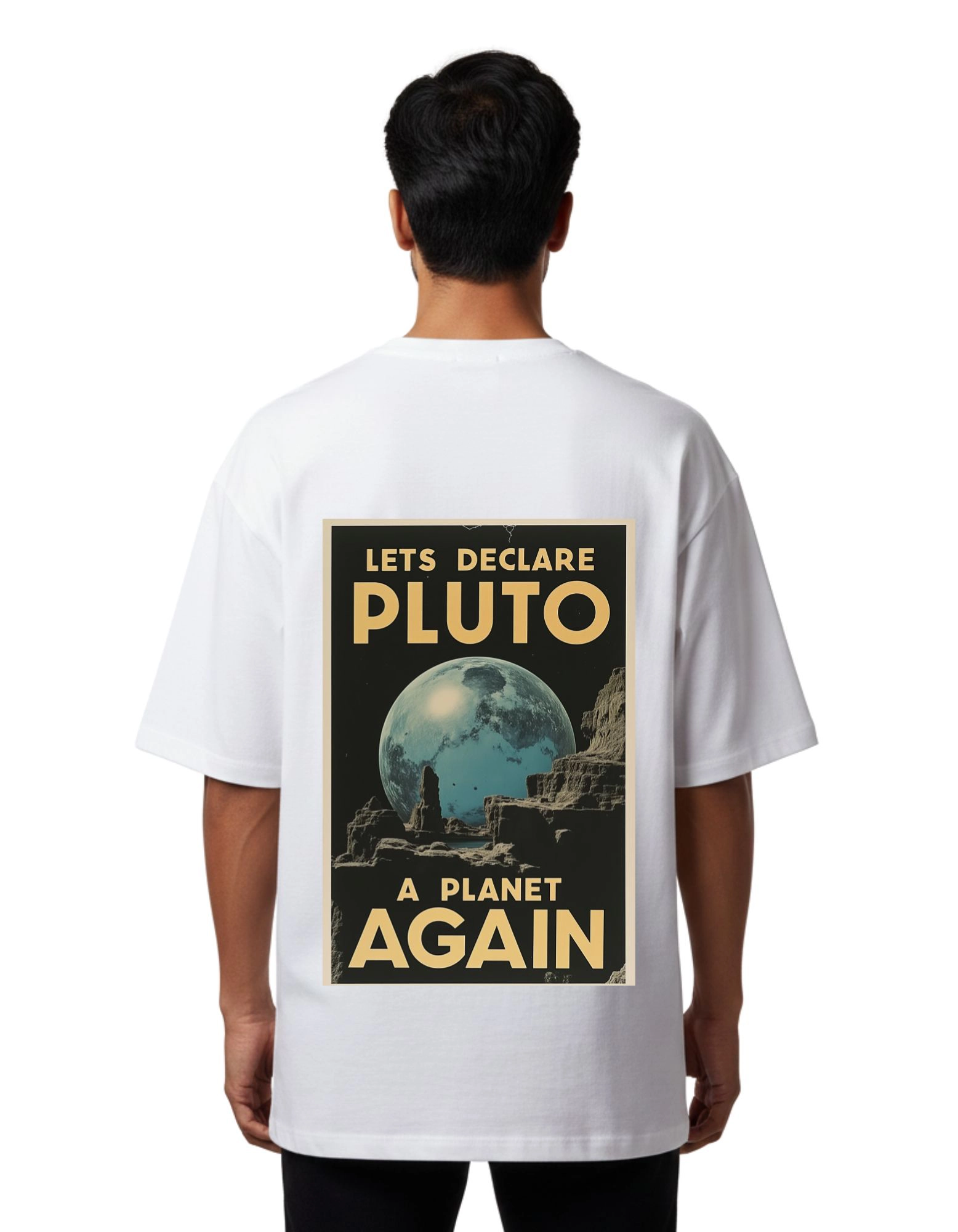 Declare Pluto Oversized French Terry T-Shirt 240 GSM Half Sleeve White
