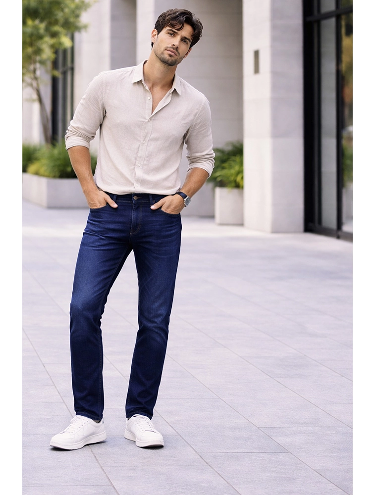 Deep Indigo Men Classic Fit Denim Jeans   