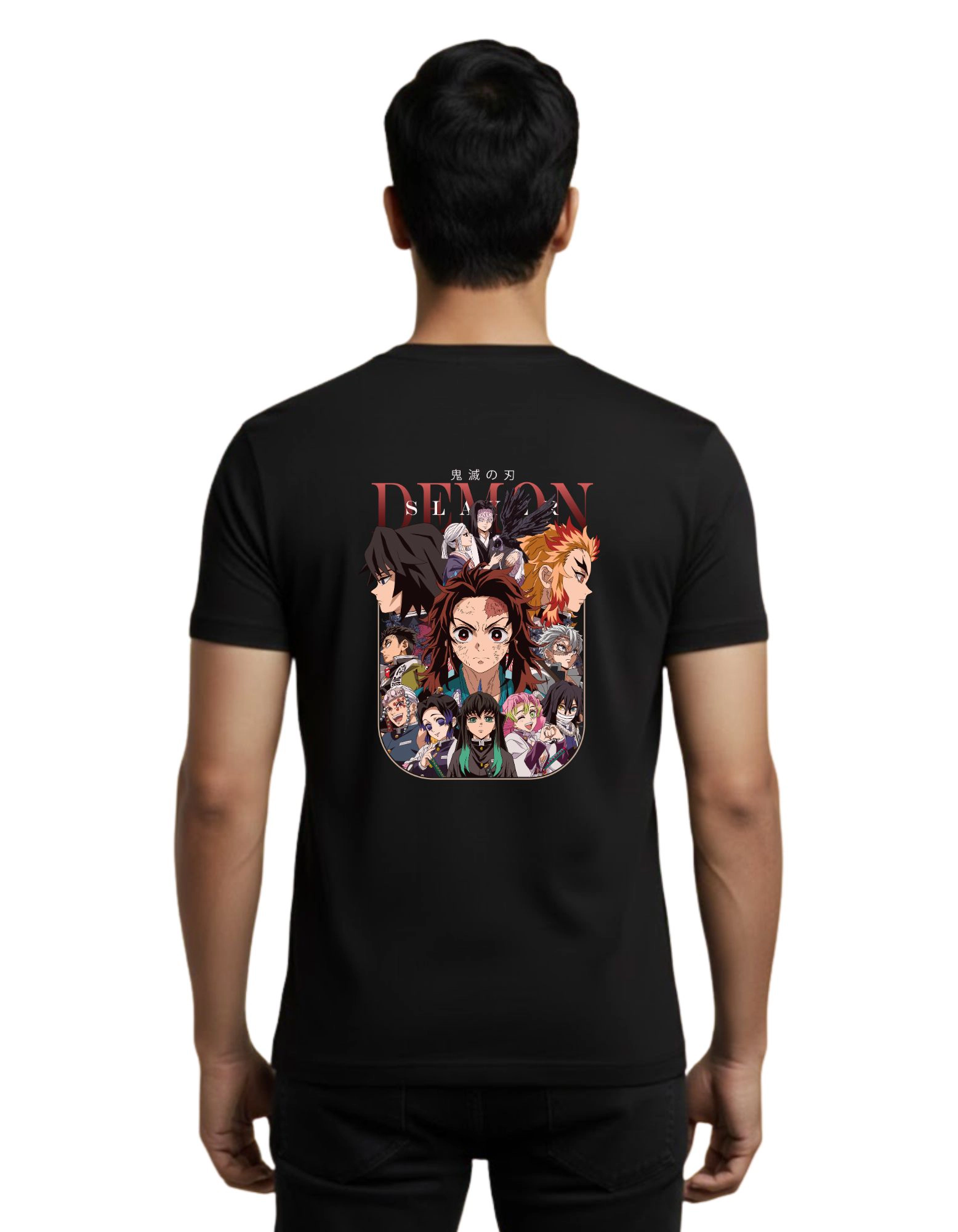 Demon Anime Cotton Round Neck T-Shirt 180 GSM Black