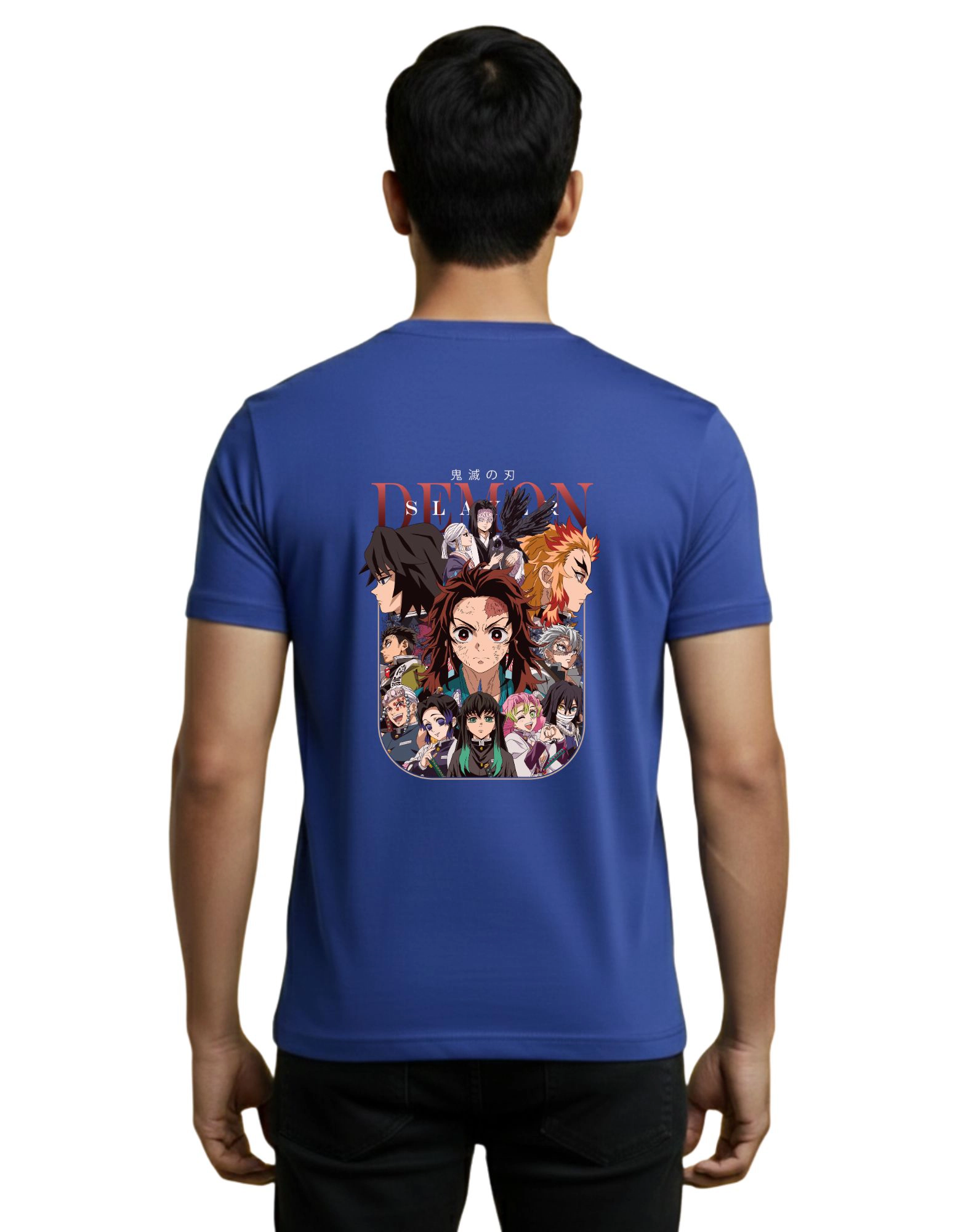 Demon Anime Cotton Round Neck T-Shirt 180 GSM Royal Blue