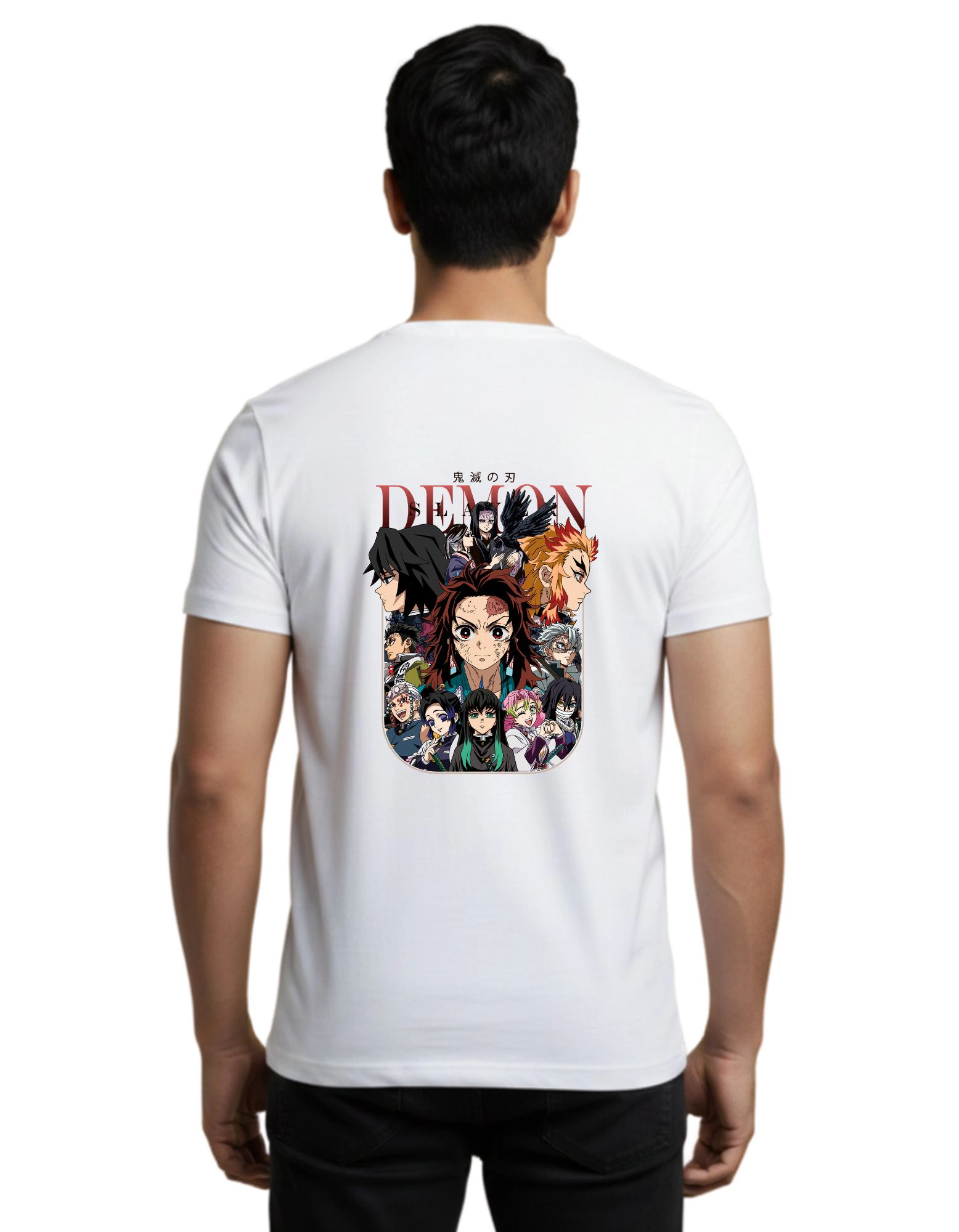 Demon Anime Cotton Round Neck T-Shirt 180 GSM White