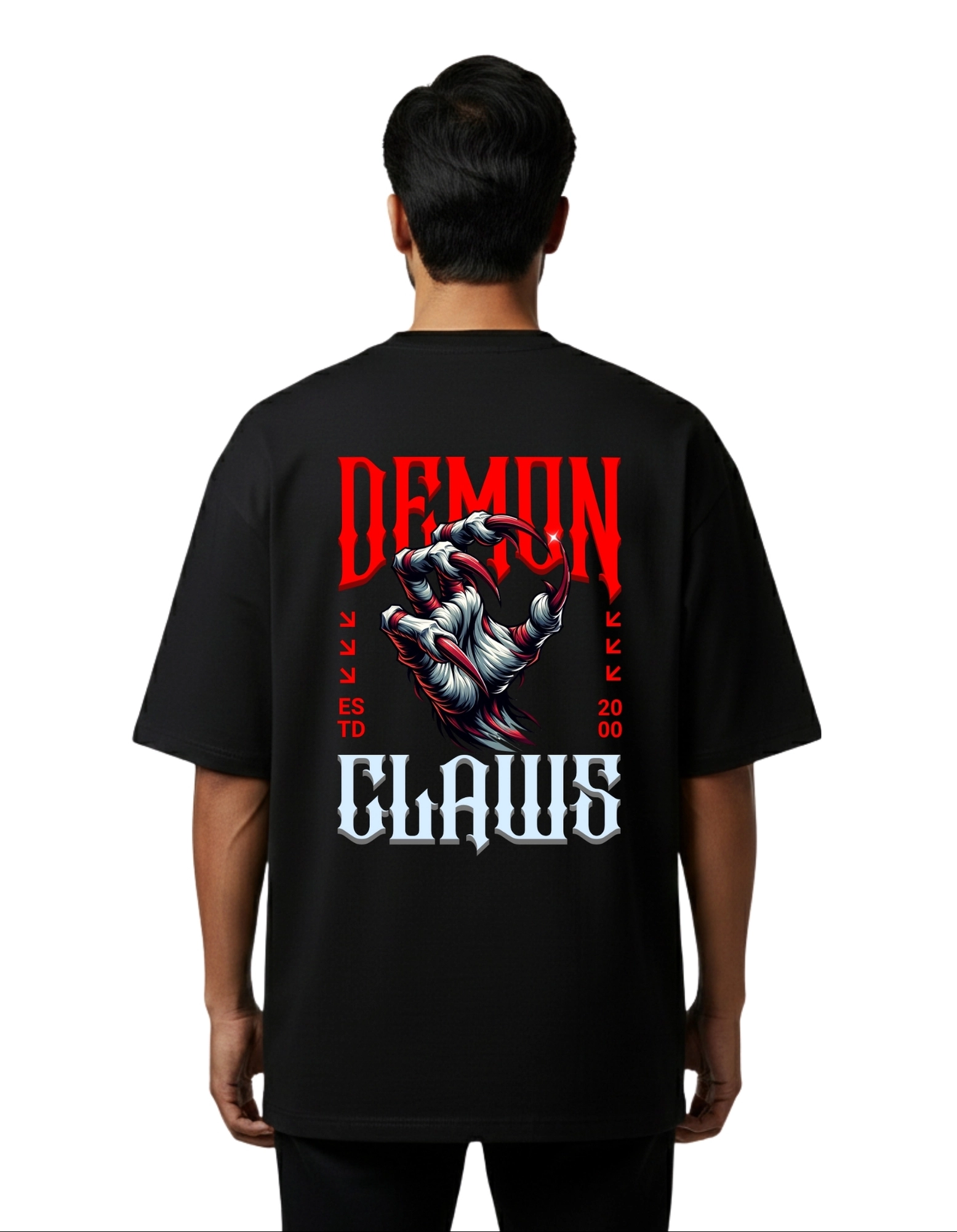 Demon Claws Oversized Cotton French Terry T-Shirt 240 GSM Black